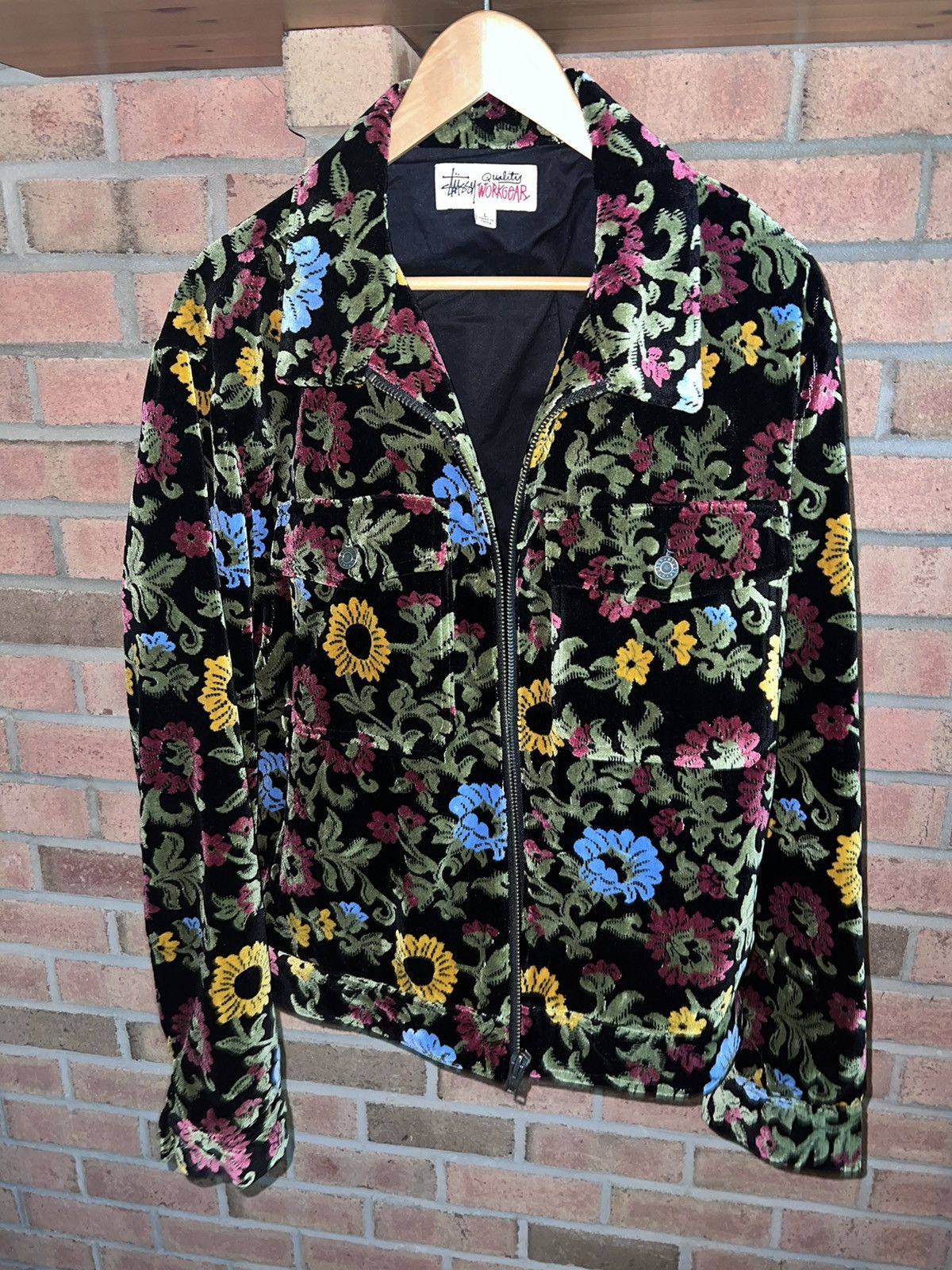 STUSSY FLORAL JACQUARD GARAGE JACKET | comail.ai