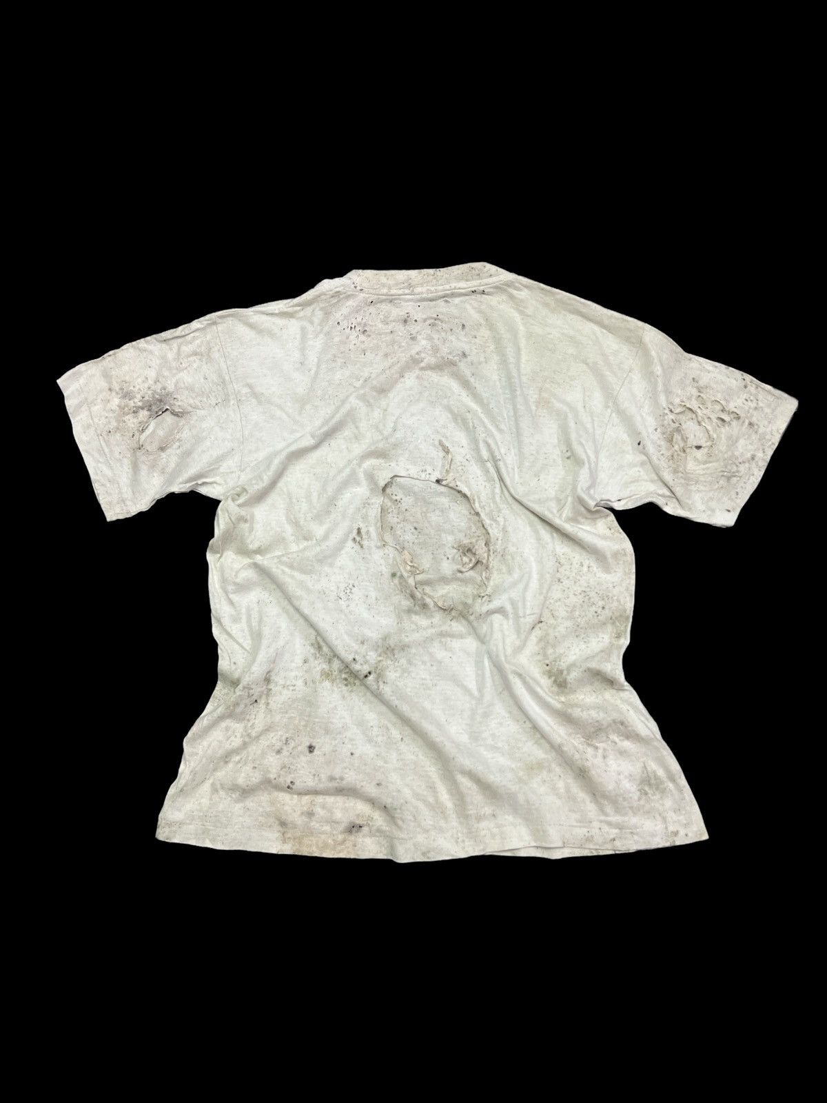 Vintage THRASHED BLANK WHITR TEE GRUNGE Size US L / EU 52-54 / 3 - 4 Thumbnail