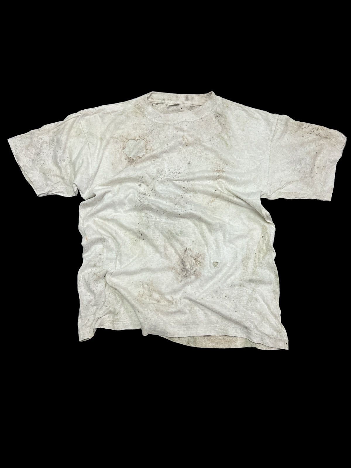 THRASHED BLANK WHITR TEE GRUNGE