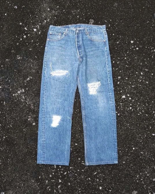 image of Levis x Vintage 90's Vintage Levi's 501 Xx Made In Usa Distressed Jeans 34X29 in Blue, Men's