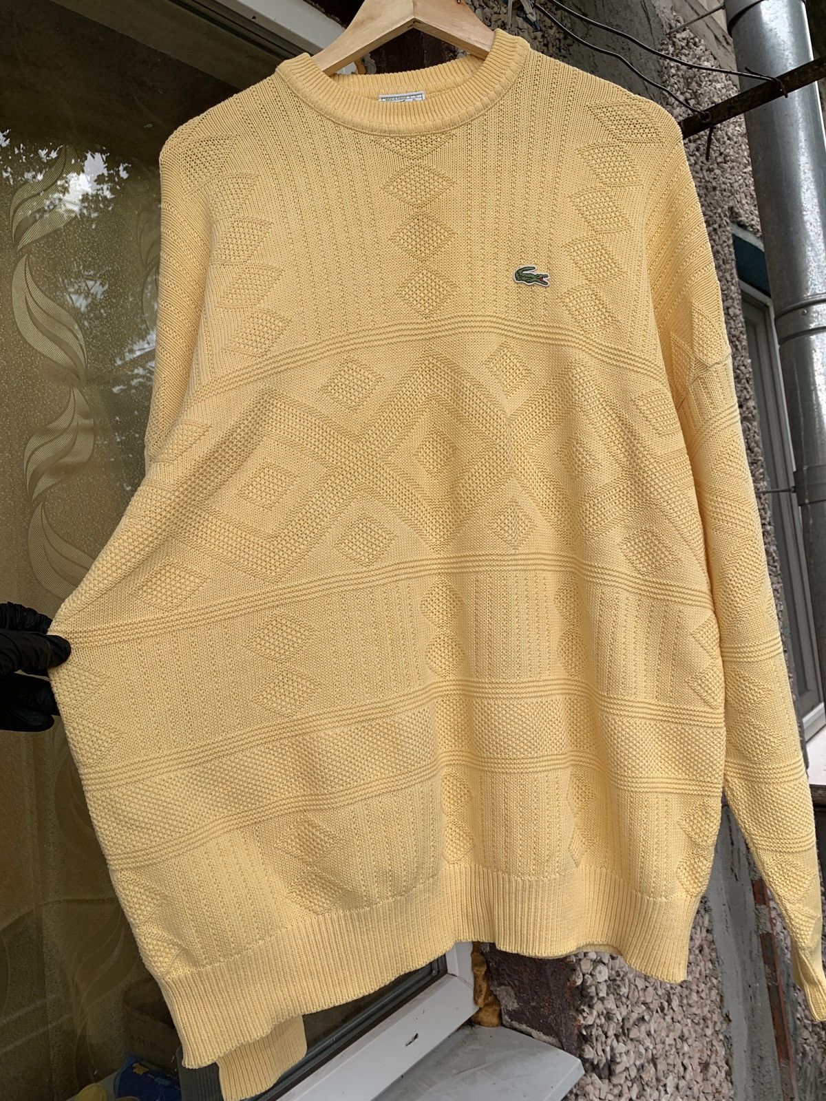 Lacoste 80s Vintage Lacoste Chemise Geometric CableKnit Wool Sweater Size US XXL / EU 58 / 5 - 9 Thumbnail