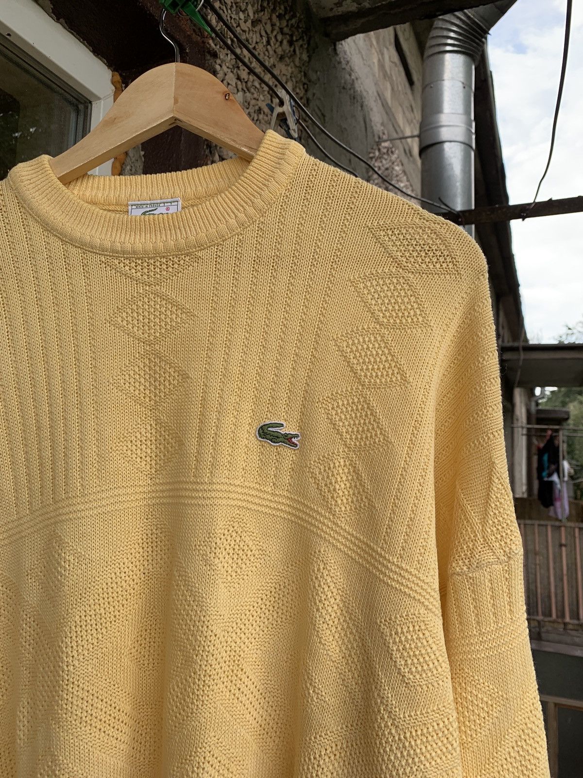 Lacoste 80s Vintage Lacoste Chemise Geometric CableKnit Wool Sweater Size US XXL / EU 58 / 5 - 3 Thumbnail