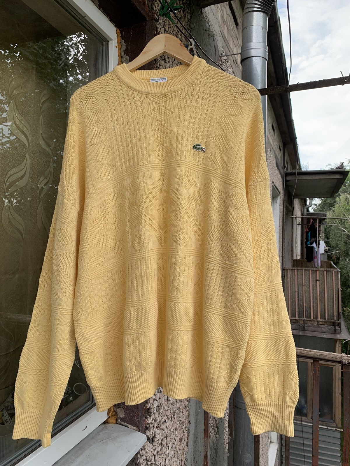 Lacoste 80s Vintage Lacoste Chemise Geometric CableKnit Wool Sweater Size US XXL / EU 58 / 5 - 1 Thumbnail