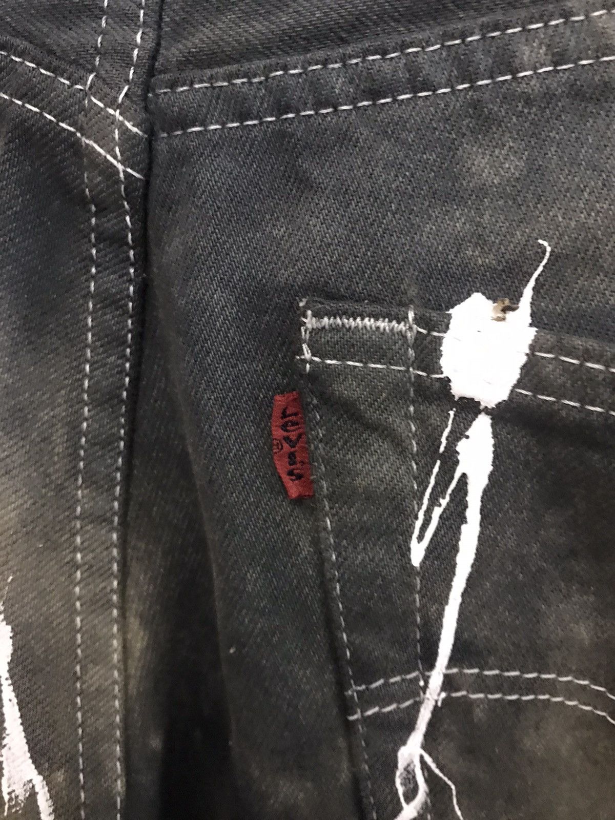 Levi's × Vintage VINTAGE LEVIS PAINTED SPLASHED ACID WASH CUSTOM DESIGN RARE Size US 34 / EU 50 - 3 Thumbnail