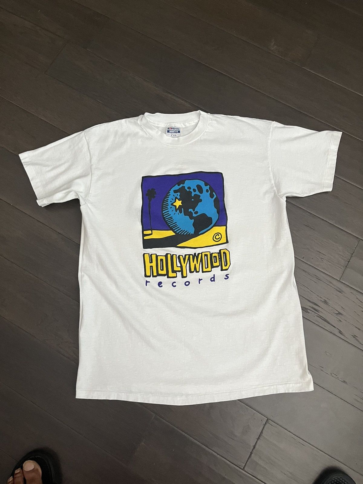 T-shirt Vintage Hanes 90s - Herr Jazz Band - Noir Délavé Taille L Homme