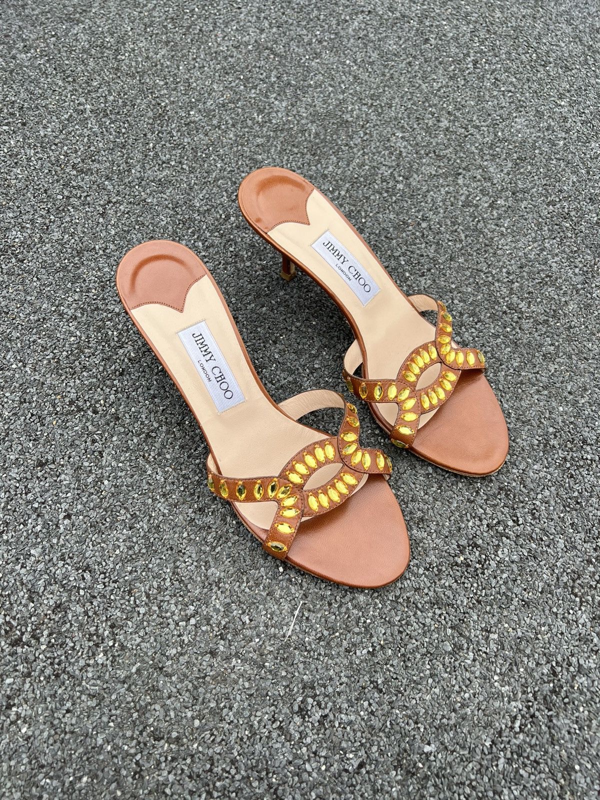 Jimmy Choo Brown Suede Leo 65 Sandals | Grailed