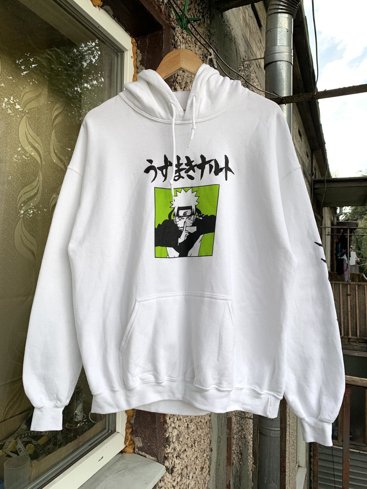 White and green naruto hoodie sale