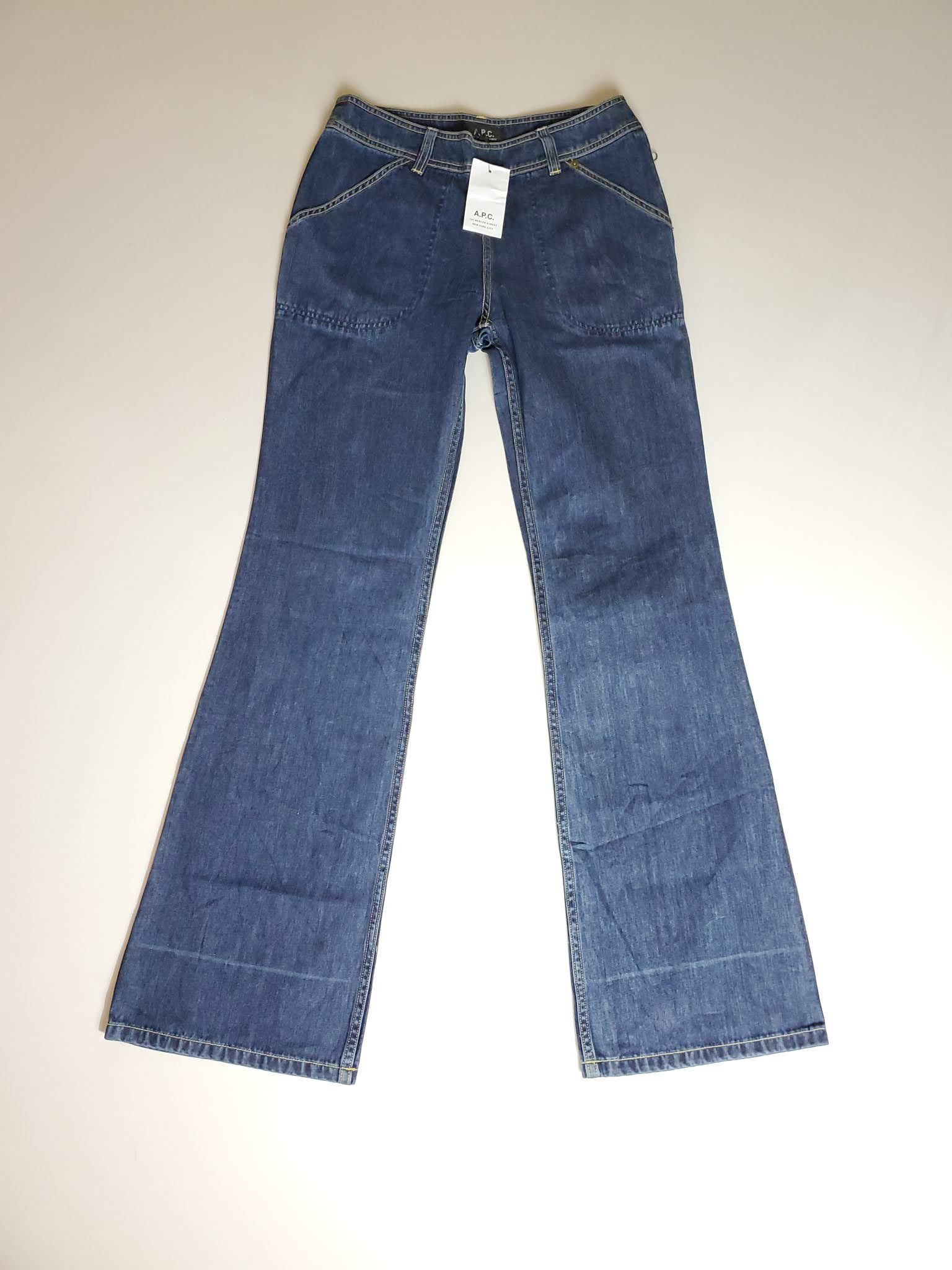 Jean Zip Cote Denim Souple Blue Flared Jeans