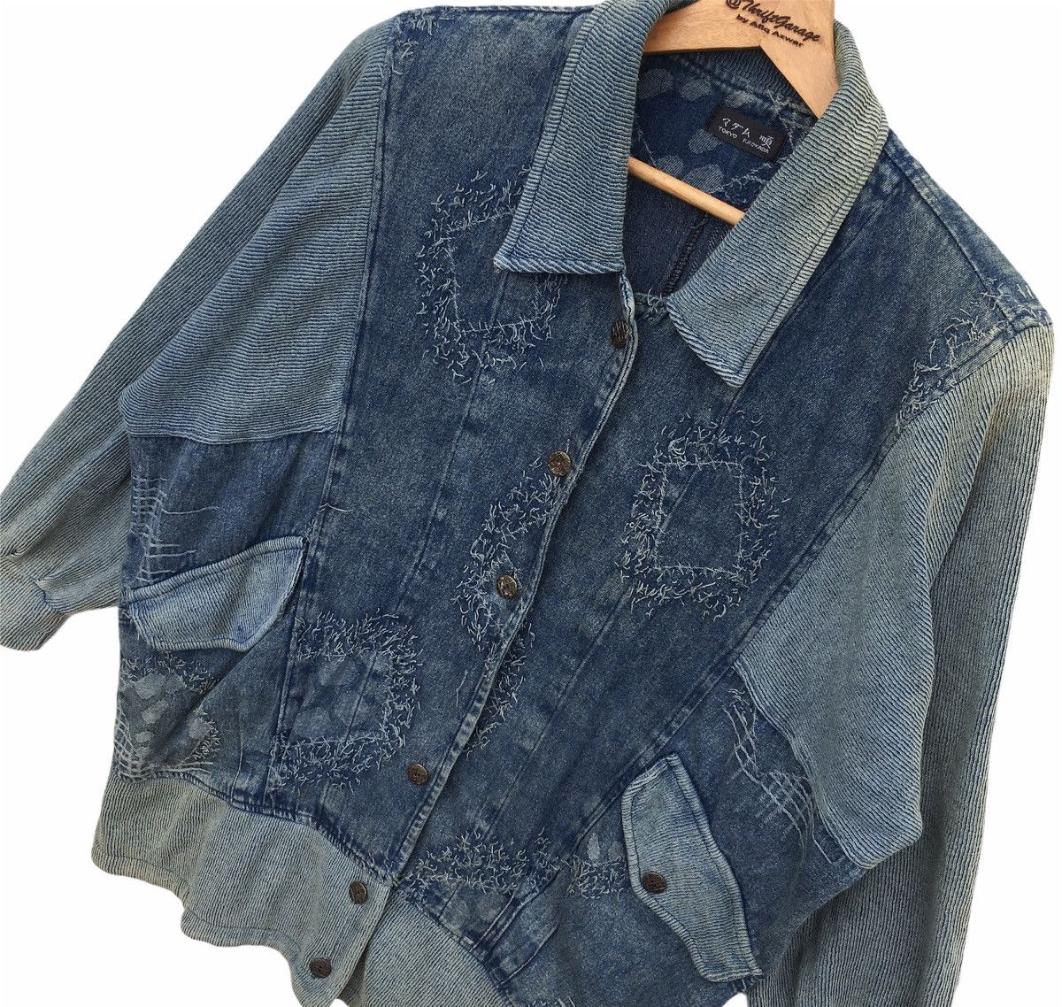 Japanese Brand Vtg Distressed Japanese Brand Patchwork Denim Jacket Size US L / EU 52-54 / 3 - 4 Thumbnail