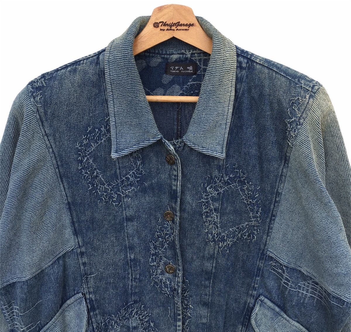 Japanese Brand Vtg Distressed Japanese Brand Patchwork Denim Jacket Size US L / EU 52-54 / 3 - 2 Thumbnail