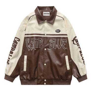 Camp Blue Faux Leather Motorcycle Biker Jacket