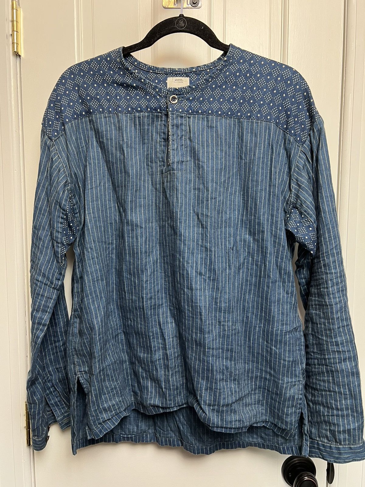 Visvim Indigo Discharge Dyed Linen Tunic 100% Linen 2