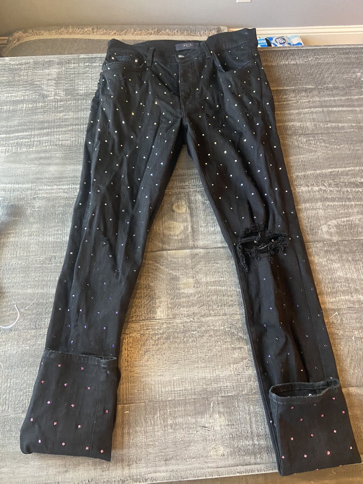 Amiri rainbow crystal denim