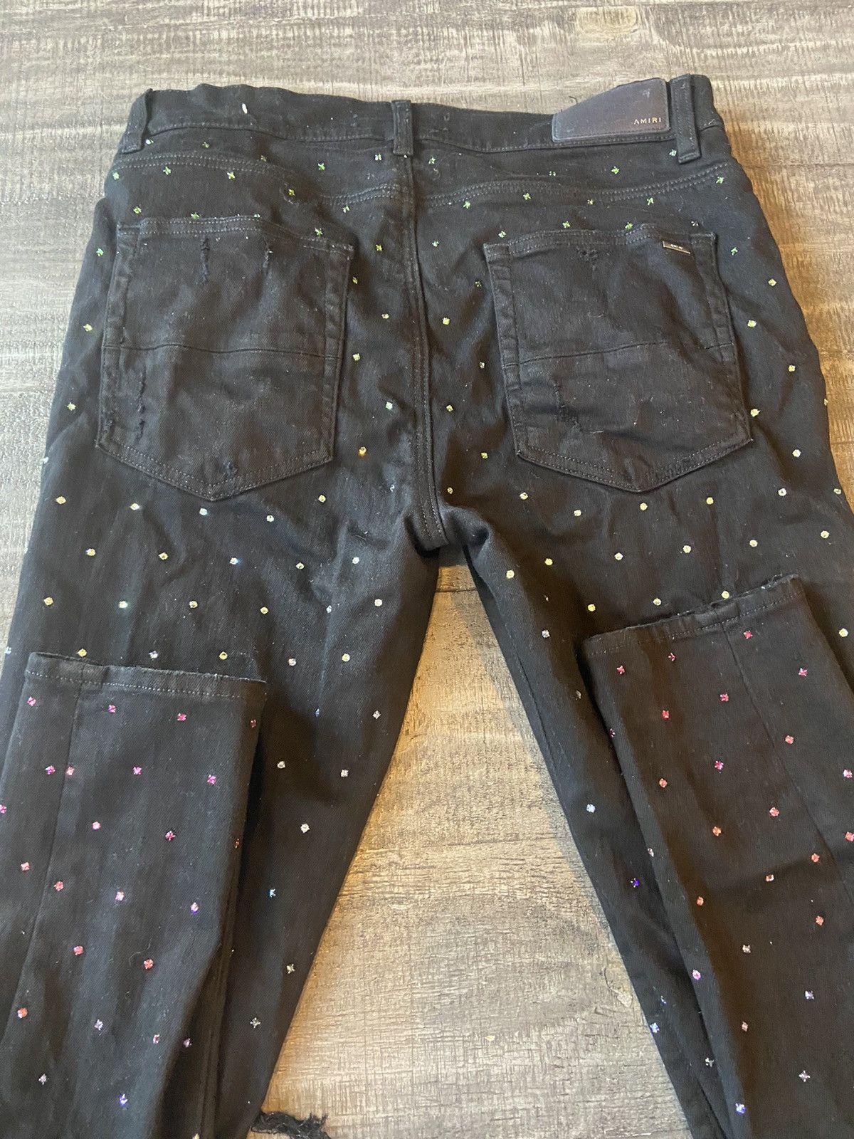 Amiri rainbow crystal denim