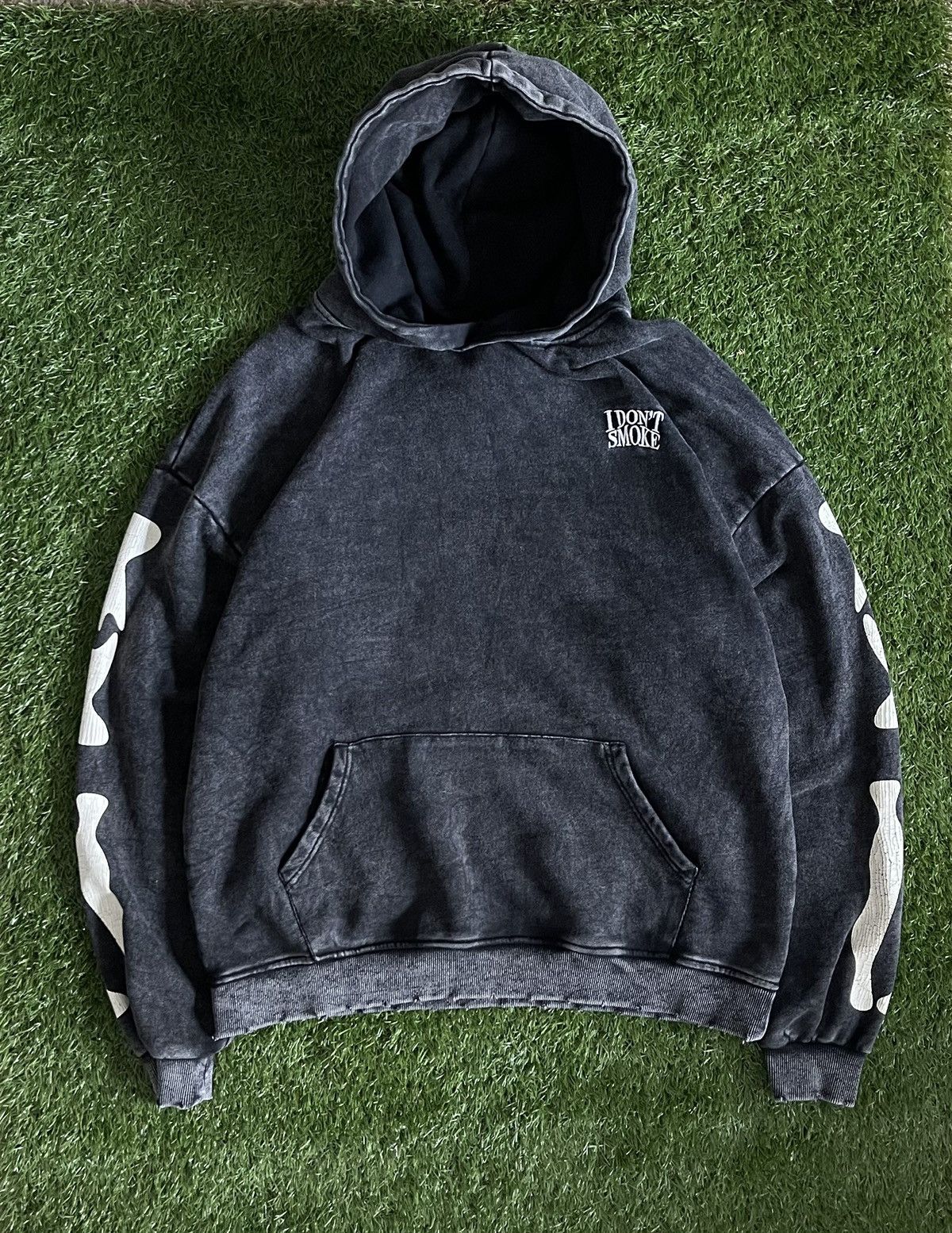 Streetwear I DONT SMOKE Vintage Wash Skeleton Hoodie | Grailed
