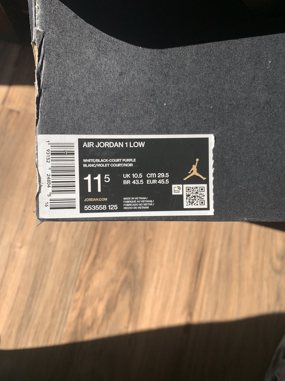 Jordan Brand × Nike Air Jordan 1 Low Court Purple 2019 Size US 11.5 / EU 44-45 - 8 Thumbnail