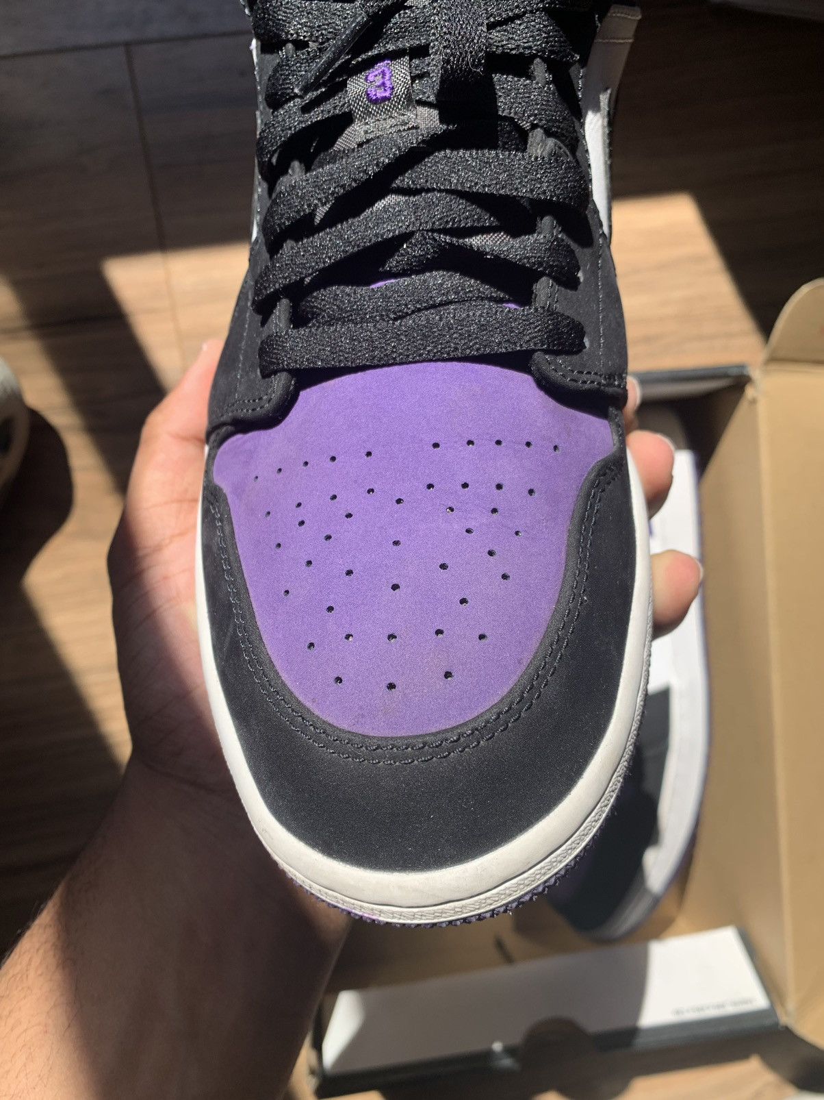 Jordan Brand × Nike Air Jordan 1 Low Court Purple 2019 Size US 11.5 / EU 44-45 - 3 Thumbnail
