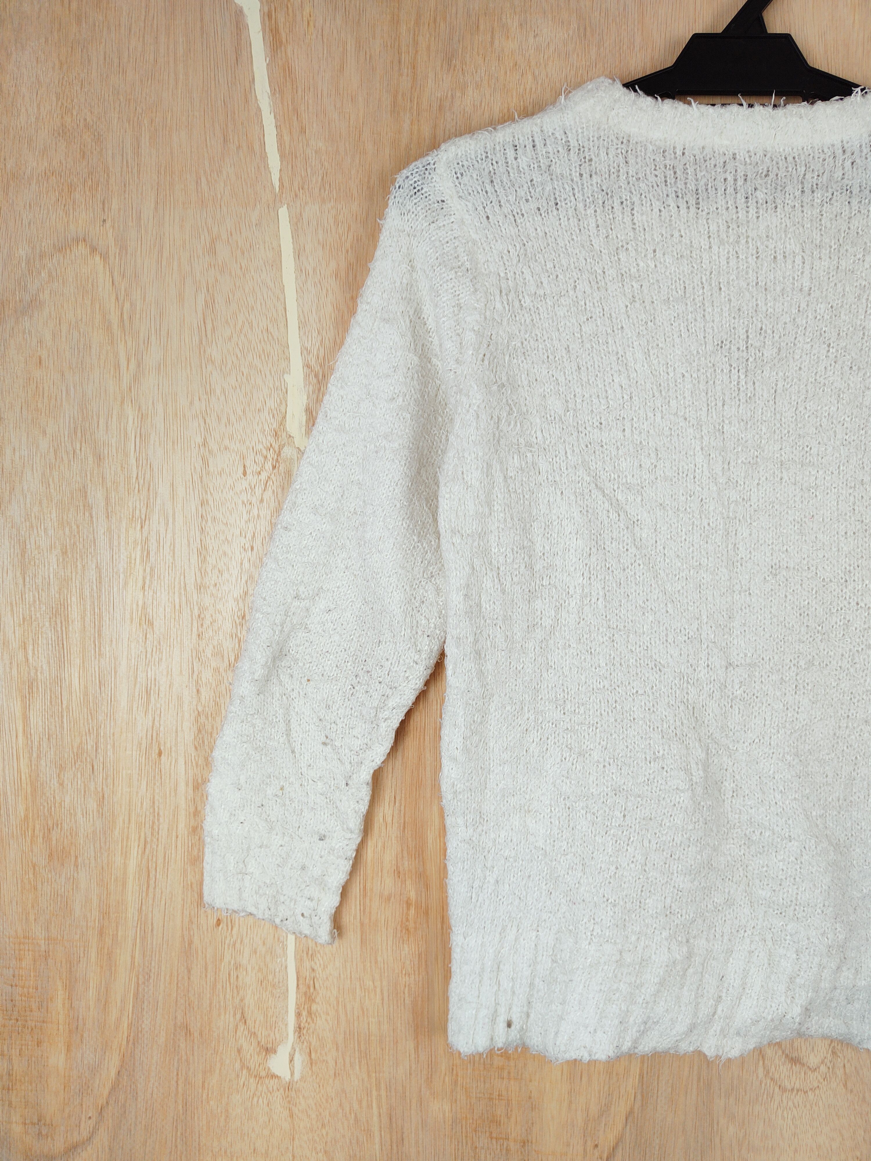 Japanese Brand × Other GU (Love) White Shag Shaggy Fur Mohair Knitwear #S277 Size US S / EU 44-46 / 1 - 6 Thumbnail