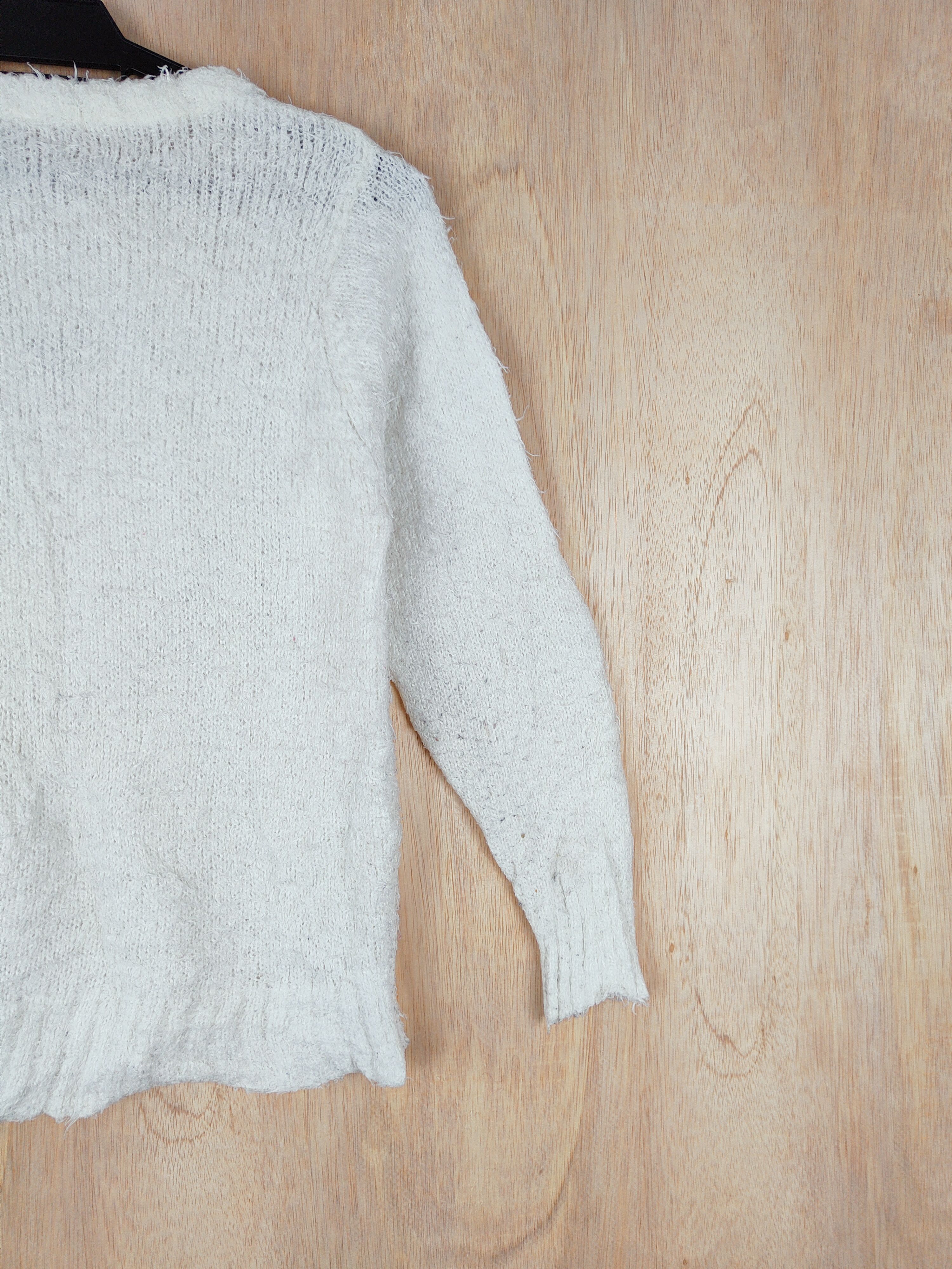 Japanese Brand × Other GU (Love) White Shag Shaggy Fur Mohair Knitwear #S277 Size US S / EU 44-46 / 1 - 7 Thumbnail