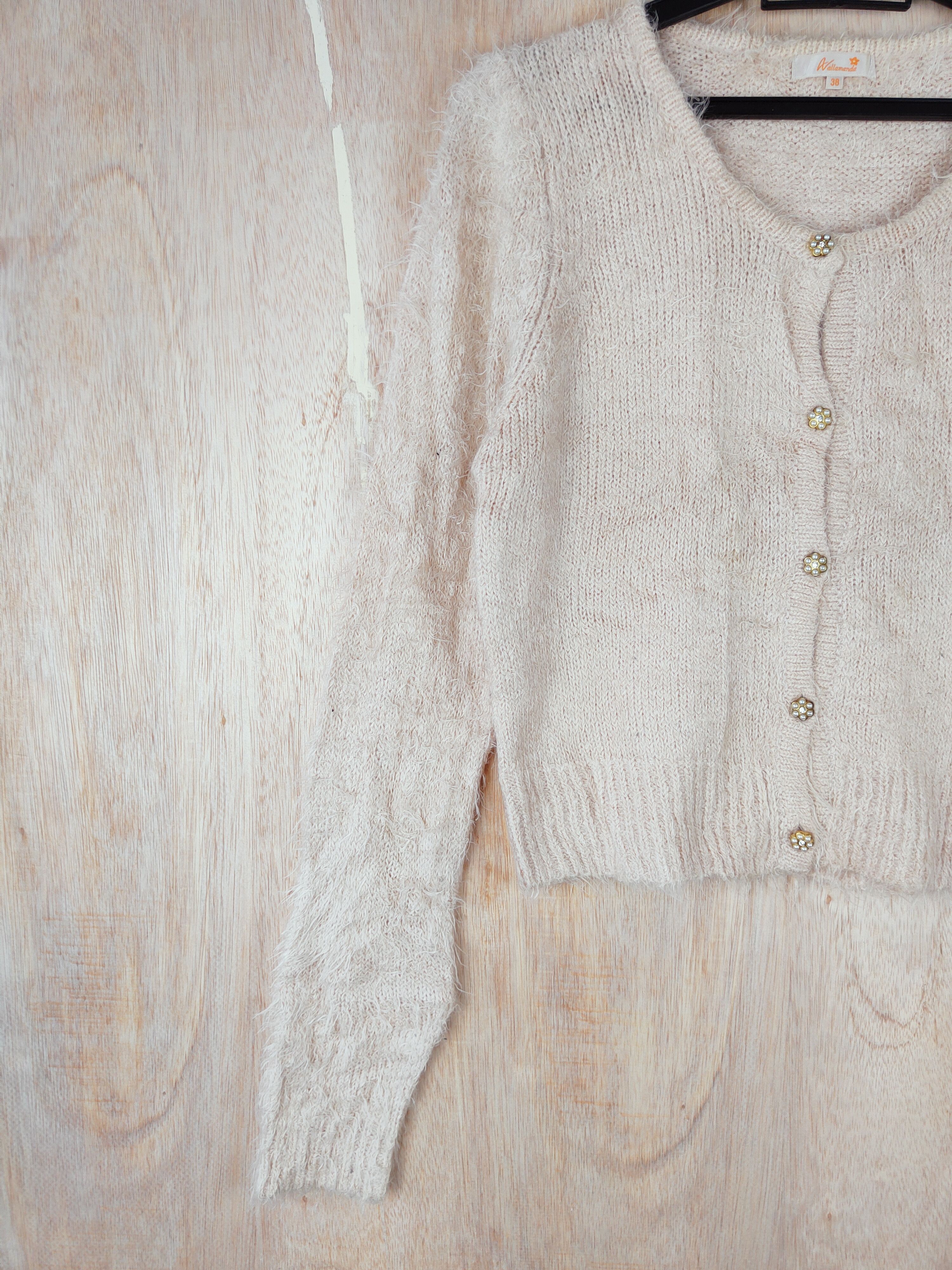 Homespun Knitwear × Japanese Brand Avallamanda Shaggy Mohair Knitwear crop top cardigan #S274 Size S / US 4 / IT 40 - 3 Thumbnail