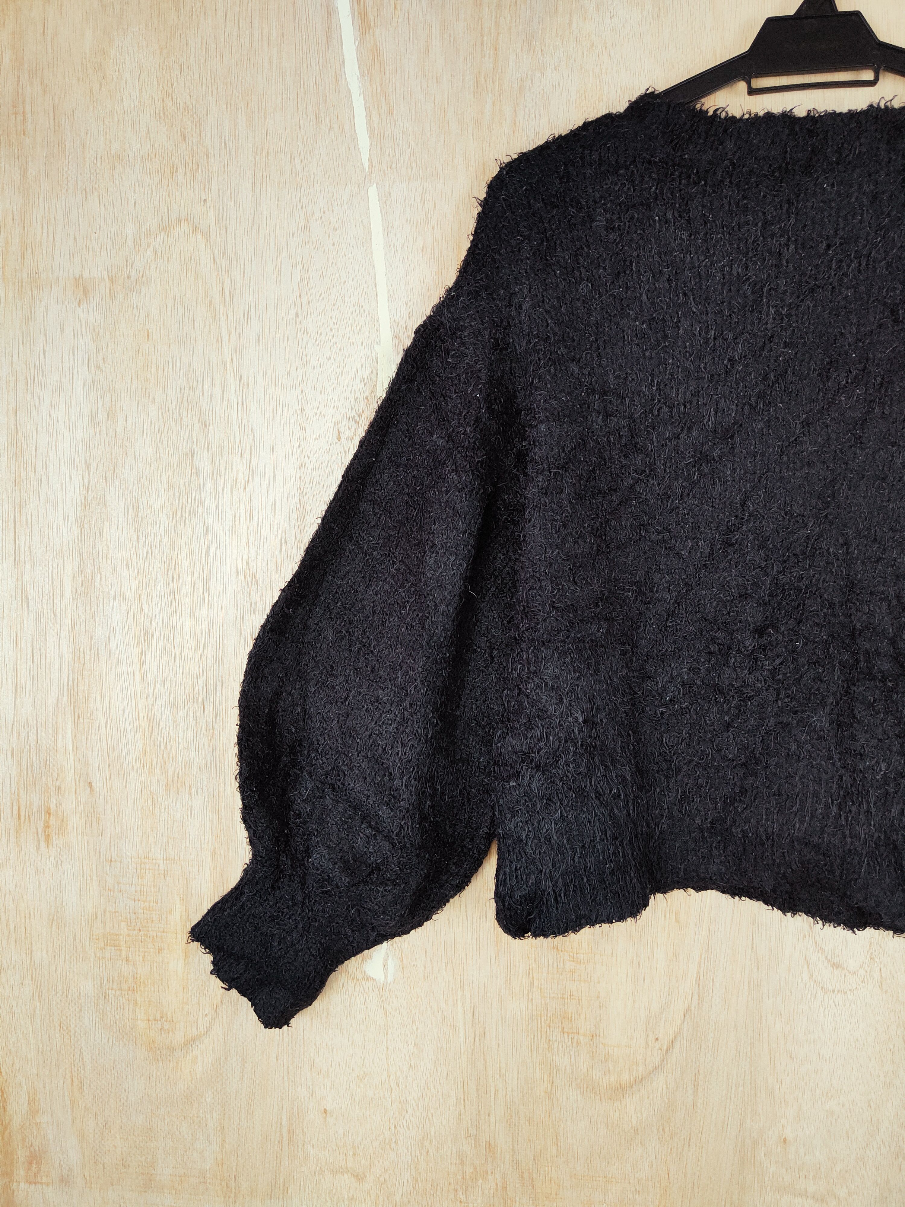 Homespun Knitwear × Japanese Brand GU (Flowers) Black Shag Shaggy Fur Mohair Knitwear #S271 Size US S / EU 44-46 / 1 - 6 Thumbnail