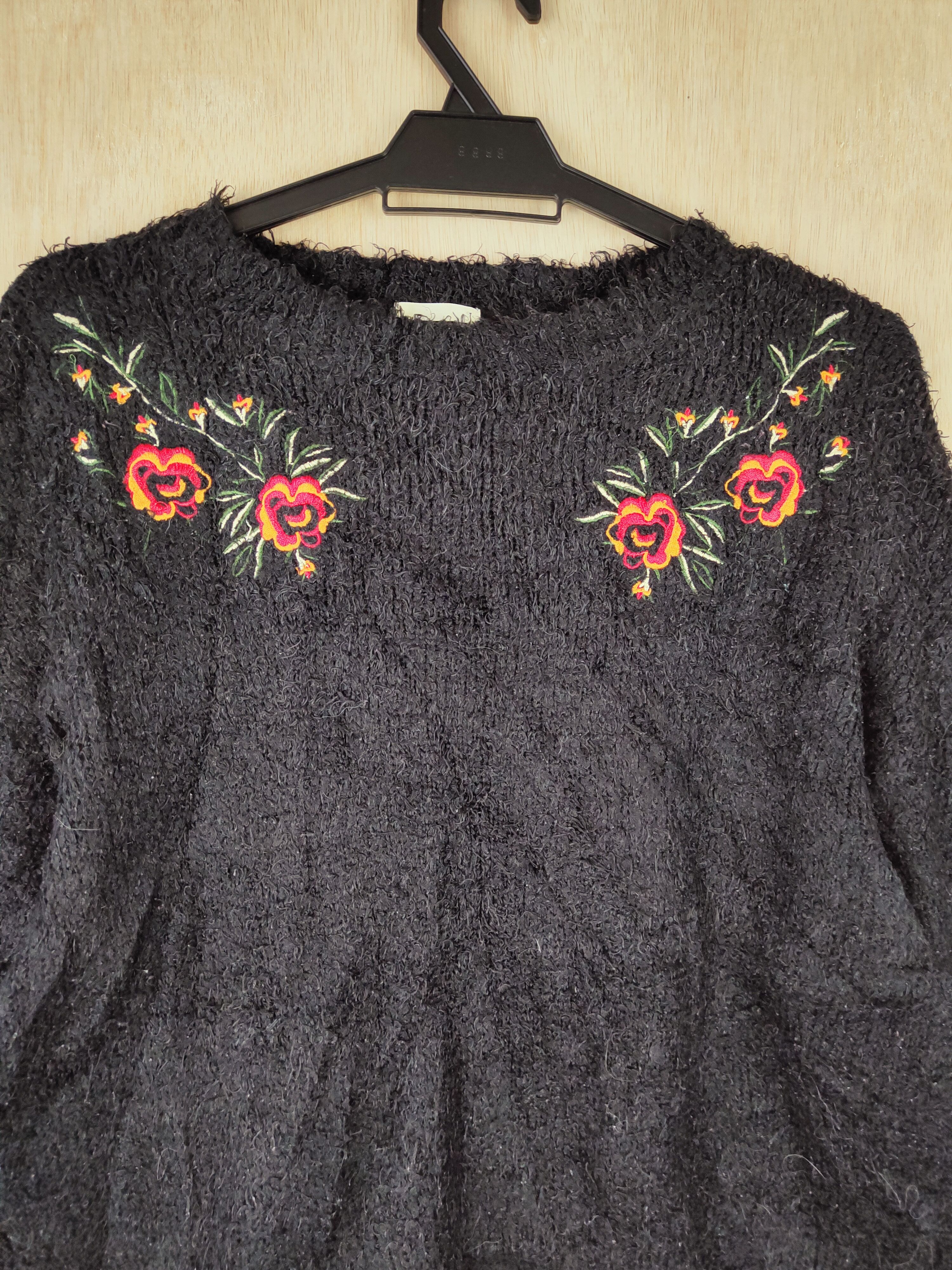 Homespun Knitwear × Japanese Brand GU (Flowers) Black Shag Shaggy Fur Mohair Knitwear #S271 Size US S / EU 44-46 / 1 - 2 Thumbnail