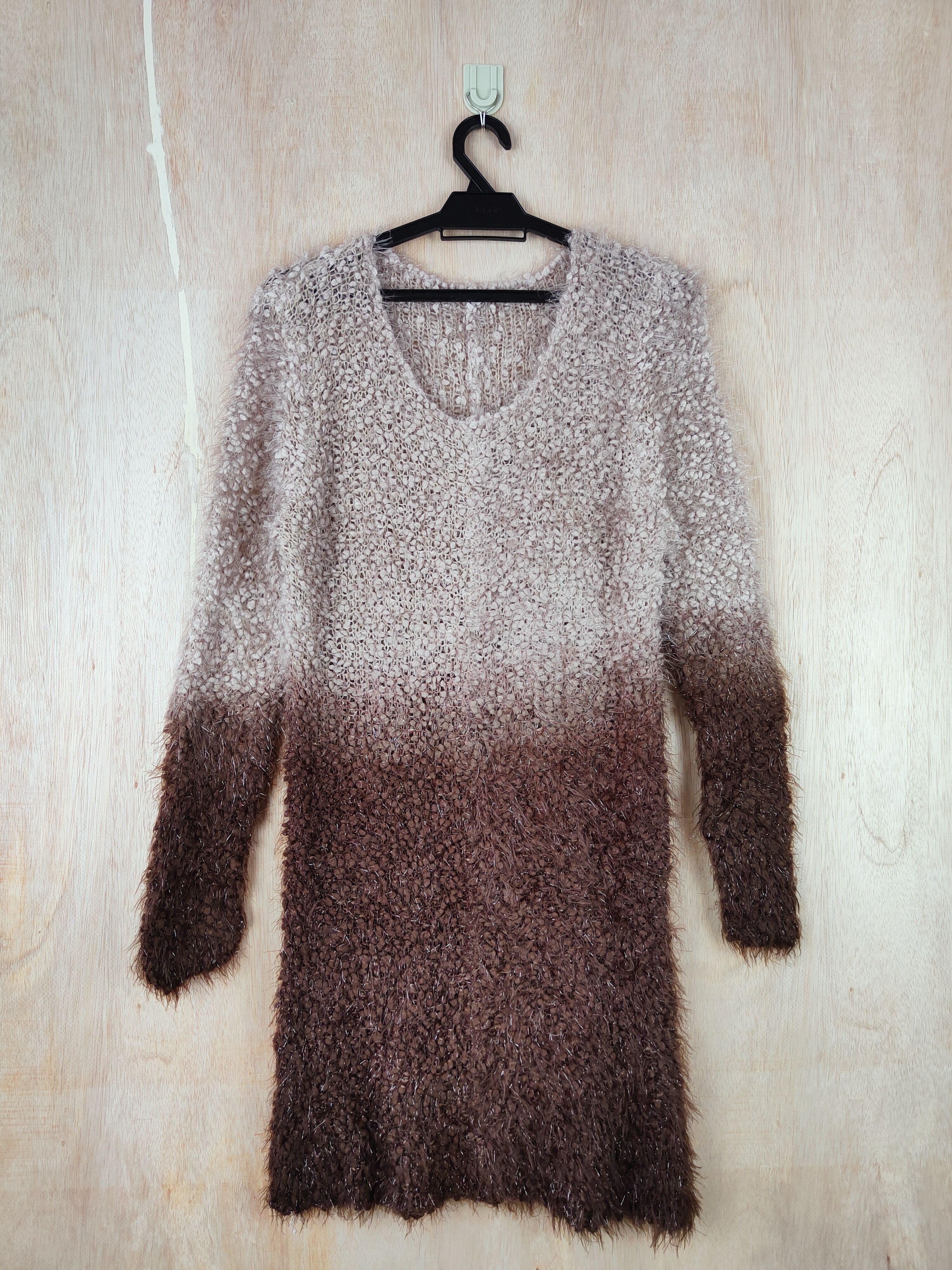 Homespun Knitwear × Japanese Brand × Vintage Mire-Ru Brown Shag Shaggy Fur Mohair Knitwear #s272 Size M / US 6-8 / IT 42-44 - 1 Thumbnail