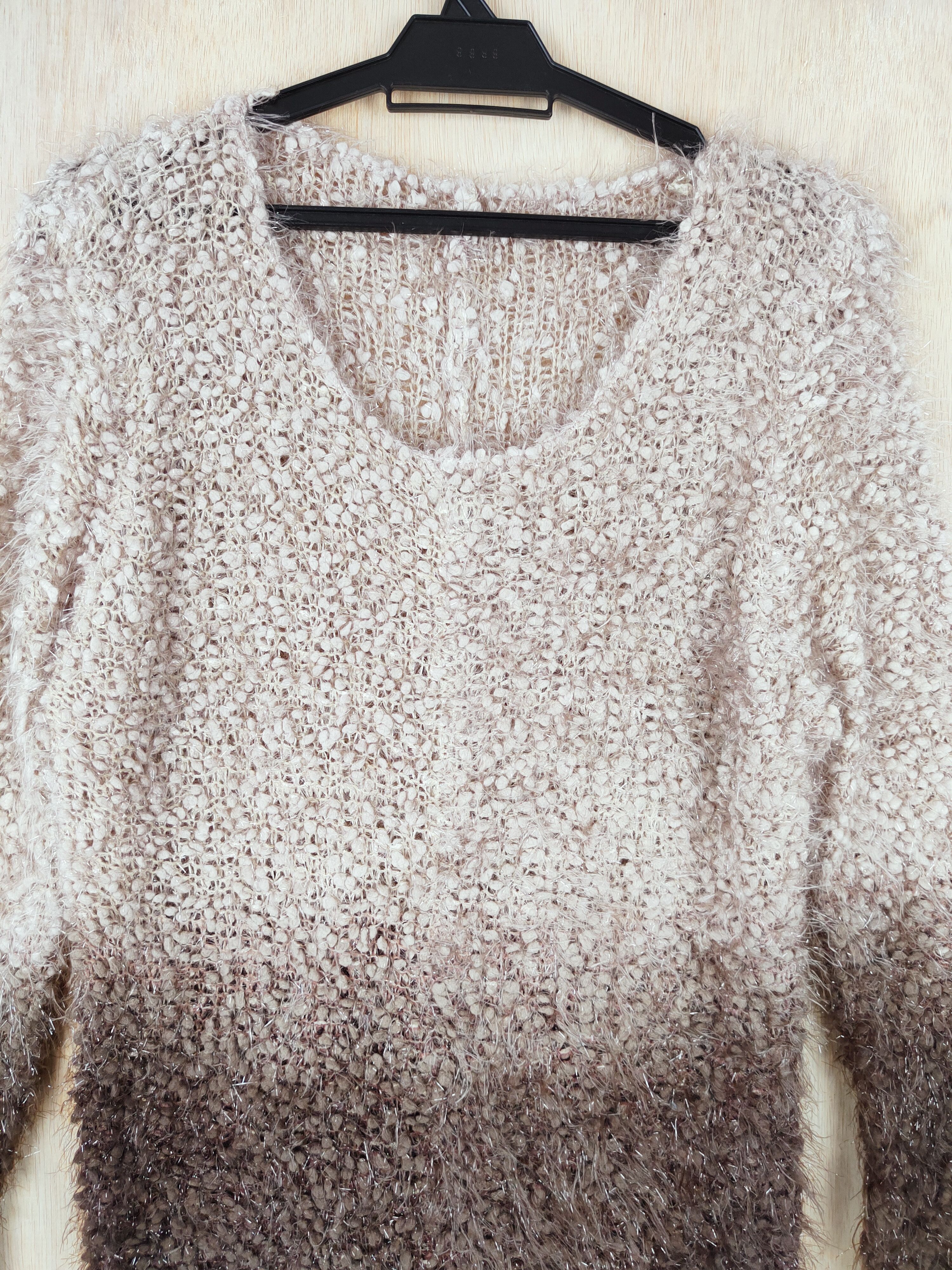 Homespun Knitwear × Japanese Brand × Vintage Mire-Ru Brown Shag Shaggy Fur Mohair Knitwear #s272 Size M / US 6-8 / IT 42-44 - 2 Thumbnail