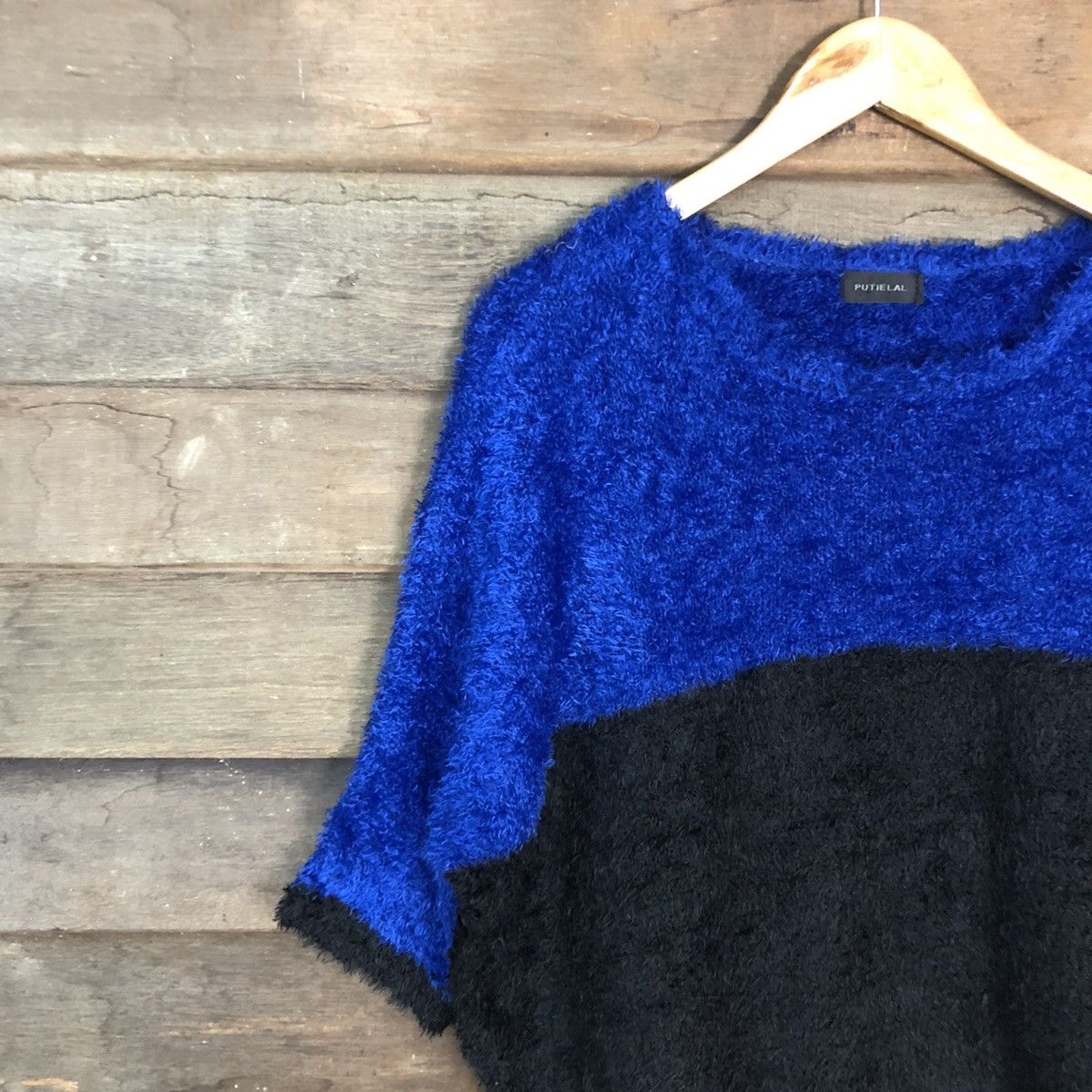Japanese Brand Putielal Stripe Baggy Mohair Fur Knitwear #0513 Size US XL / EU 56 / 4 - 7 Thumbnail
