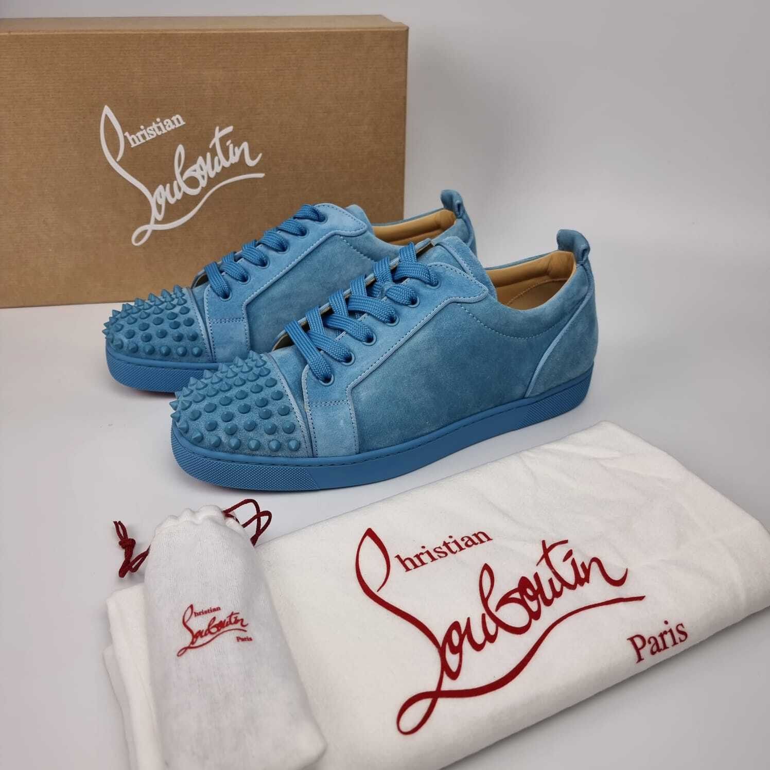 Christian Louboutin Louis Flat Calf Spikes Blue Sneakers New Size 42 US 9