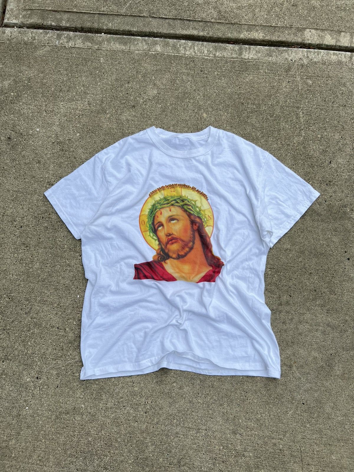 Vintage Vintage Jesus Christ + Verse Backhit Tee Size US L / EU 52-54 / 3 - 1 Thumbnail