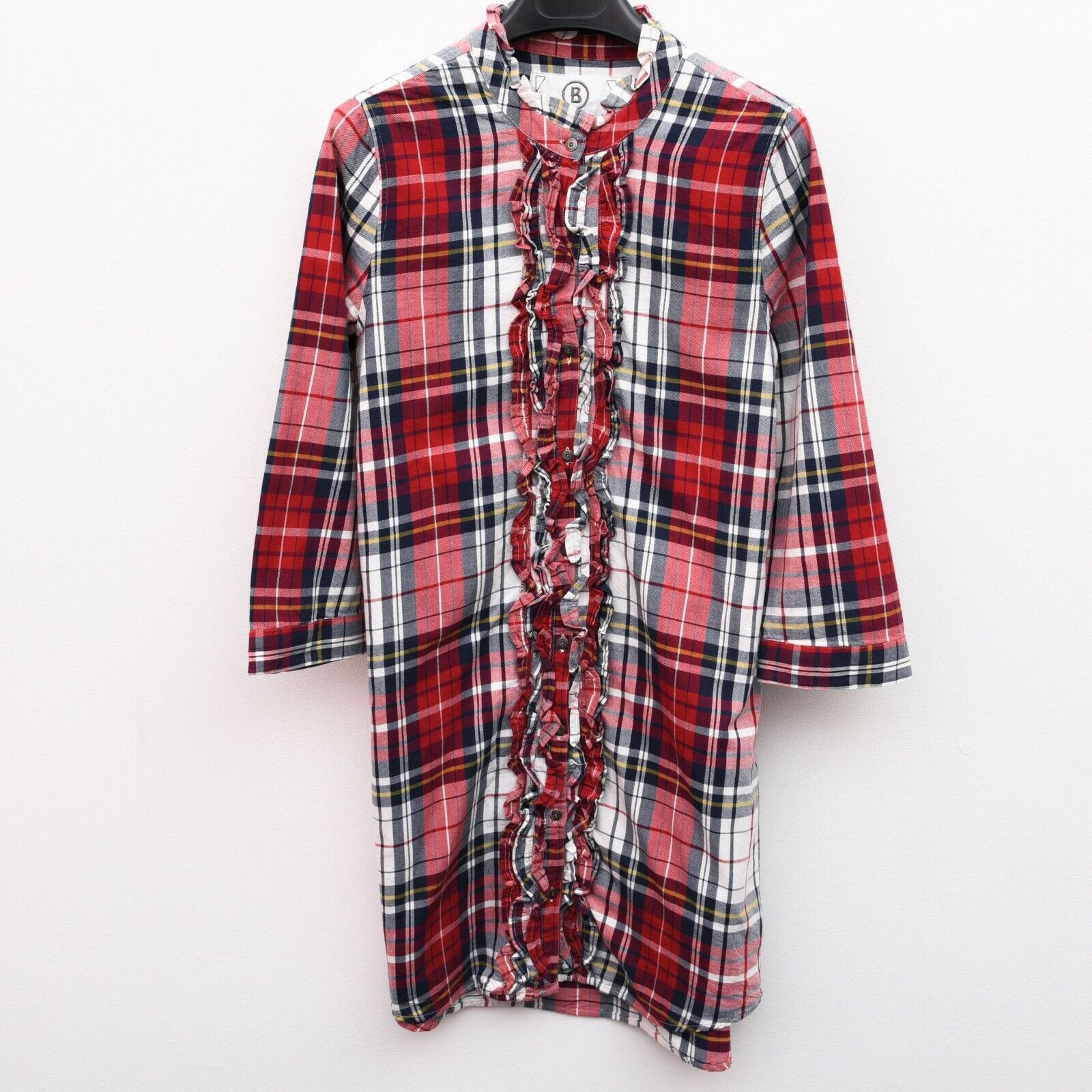 Bogner × Vintage M Plaid Button Up Shirt Dress Checked Tartan Long Sleeve Size M / US 6-8 / IT 42-44 - 1 Thumbnail