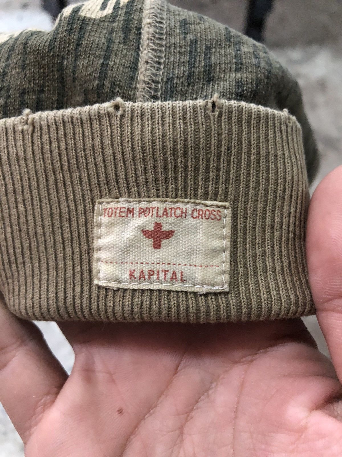 Kapital Vintage Beanie Kapital Totem Potlatch Cross Design Military Size ONE SIZE - 5 Thumbnail