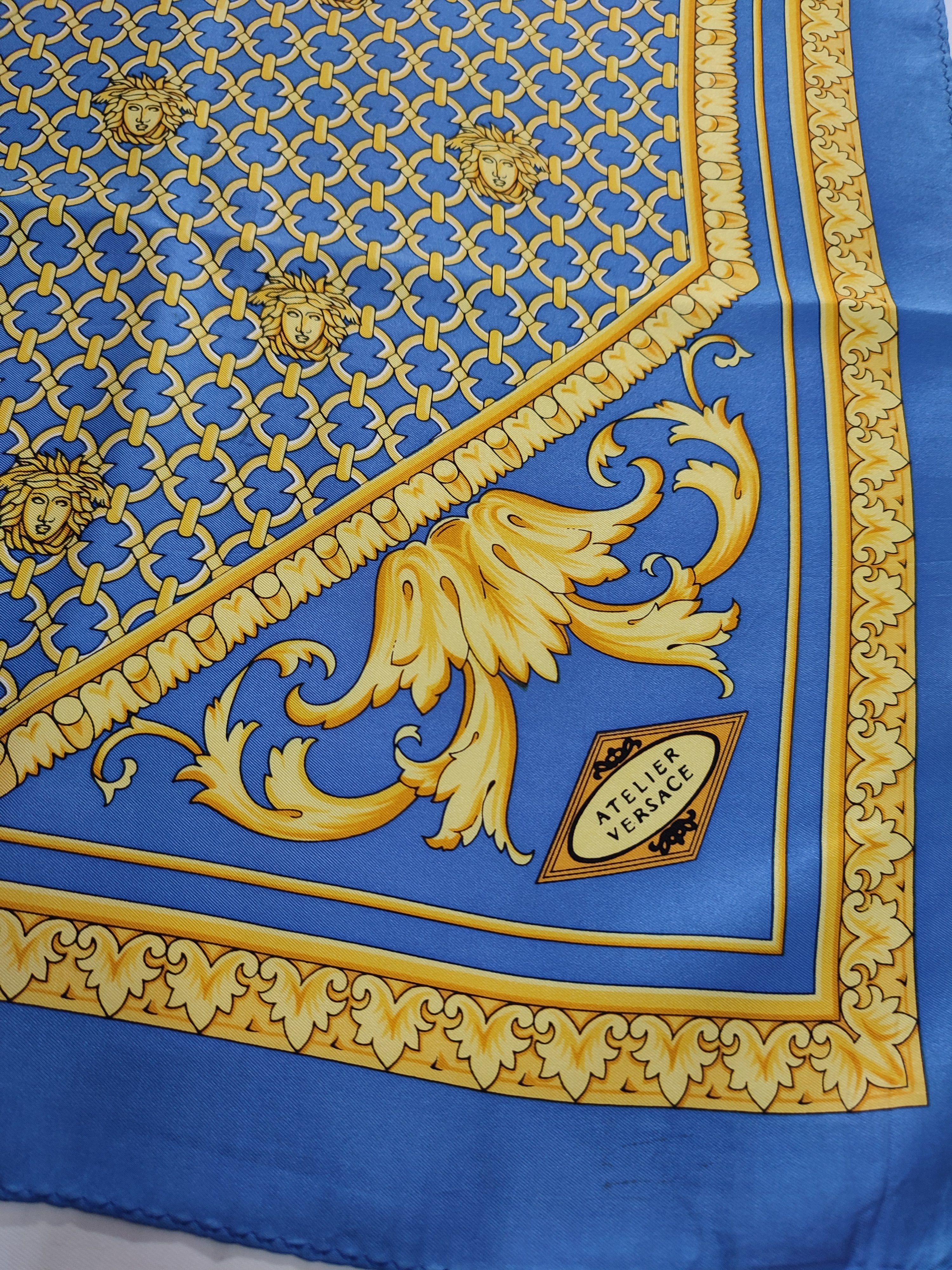 Versace × Vintage Vintage Atelier Versace Monogram Medusa Silk Scarf Size ONE SIZE - 3 Thumbnail