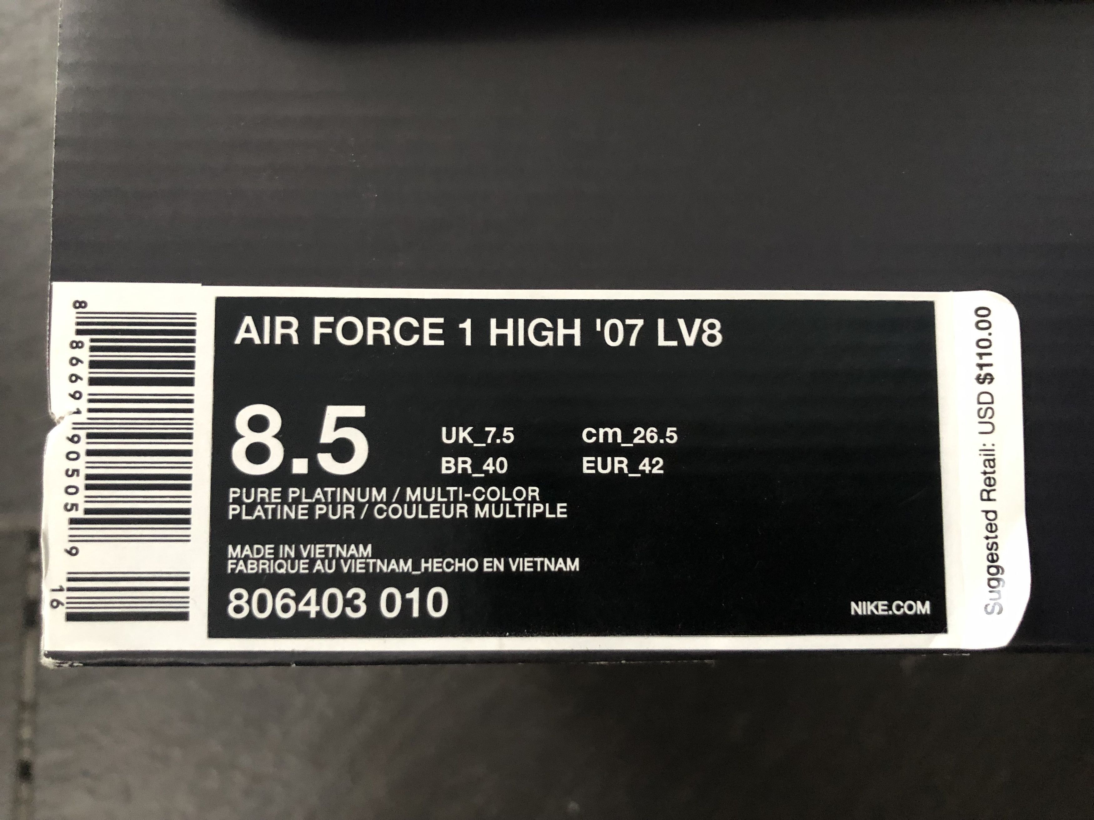Nike Air Force 1 High 07 LV8 Pure Platinum Size US 8.5 / EU 41-42 - 8 Thumbnail