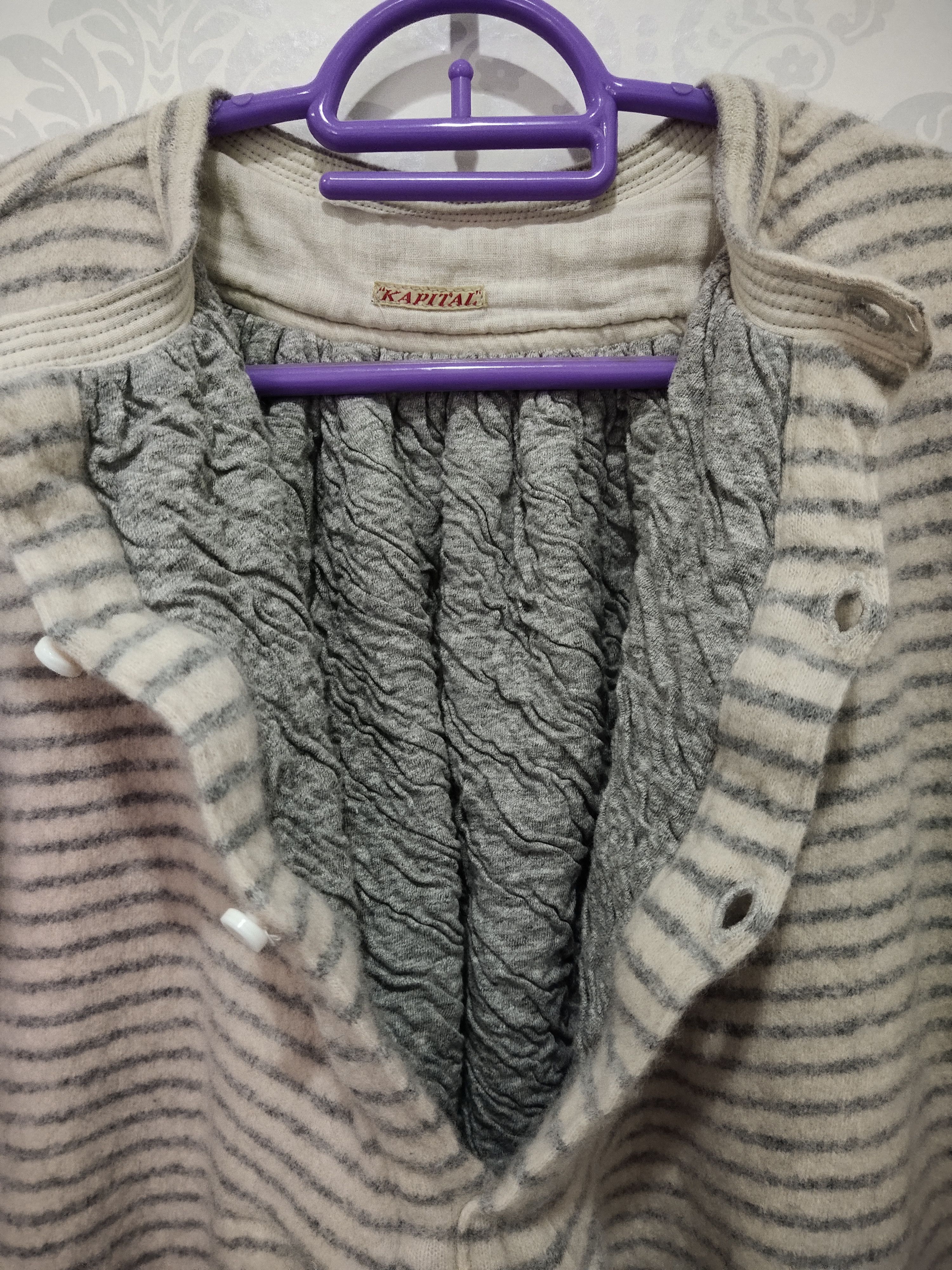 Kapital Rare!! Kapital Stripe Oversize Wool Gypsy Blouse Size S / US 4 / IT 40 - 4 Thumbnail