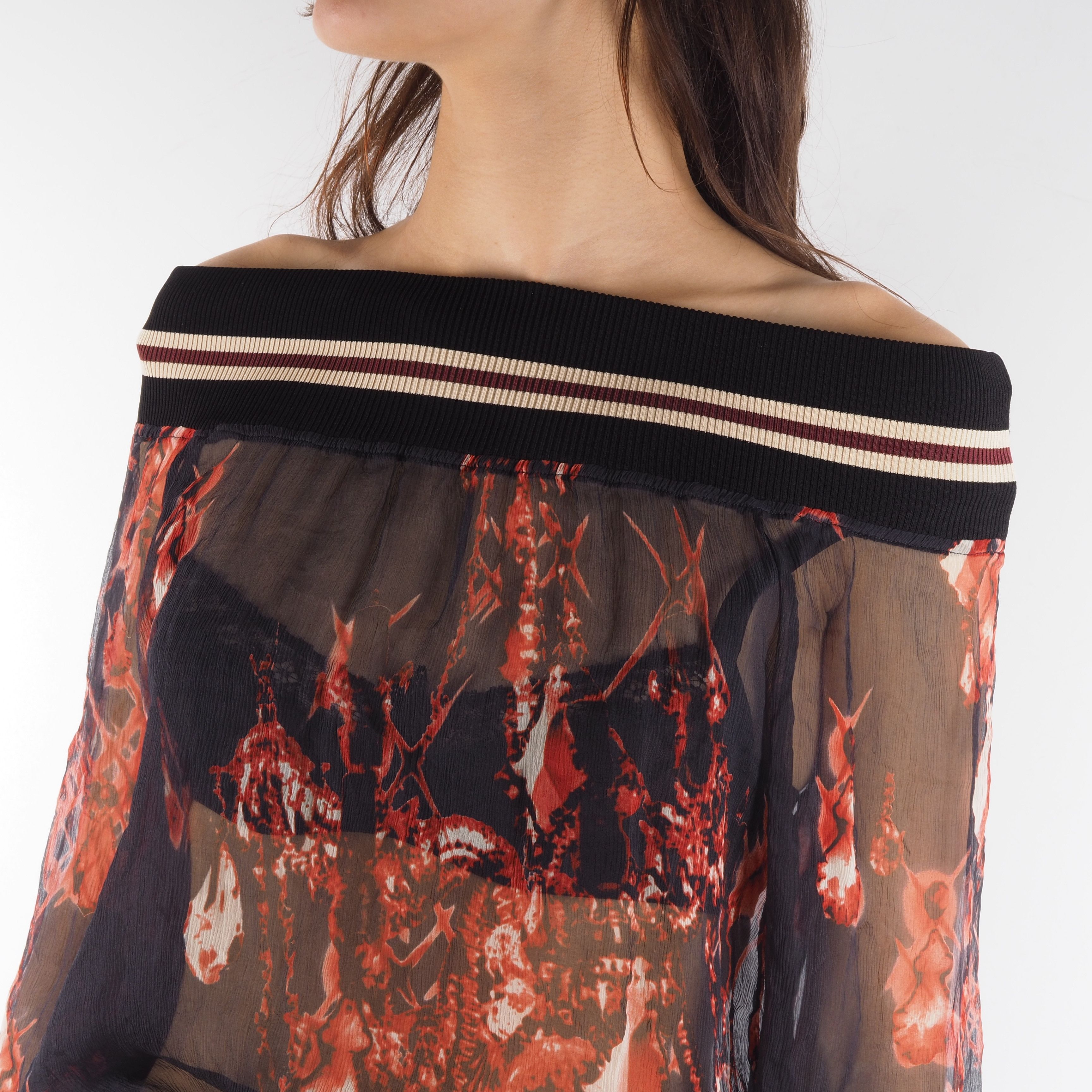 Jean Paul Gaultier Jean Paul Gaultier Vintage Sheer Silk Off-Shoulder Blouse Size M / US 6-8 / IT 42-44 - 2 Thumbnail