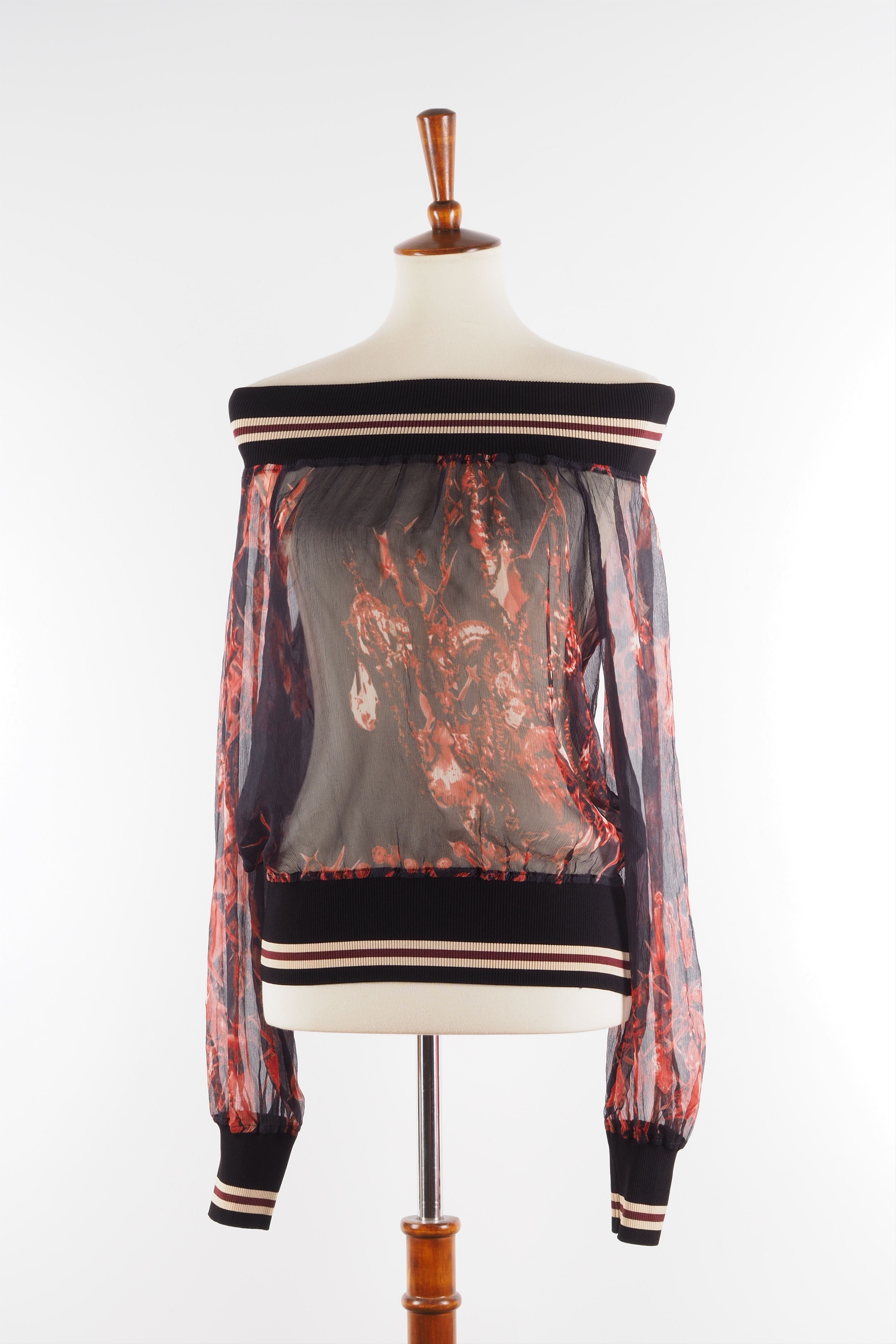 Jean Paul Gaultier Jean Paul Gaultier Vintage Sheer Silk Off-Shoulder Blouse Size M / US 6-8 / IT 42-44 - 5 Thumbnail