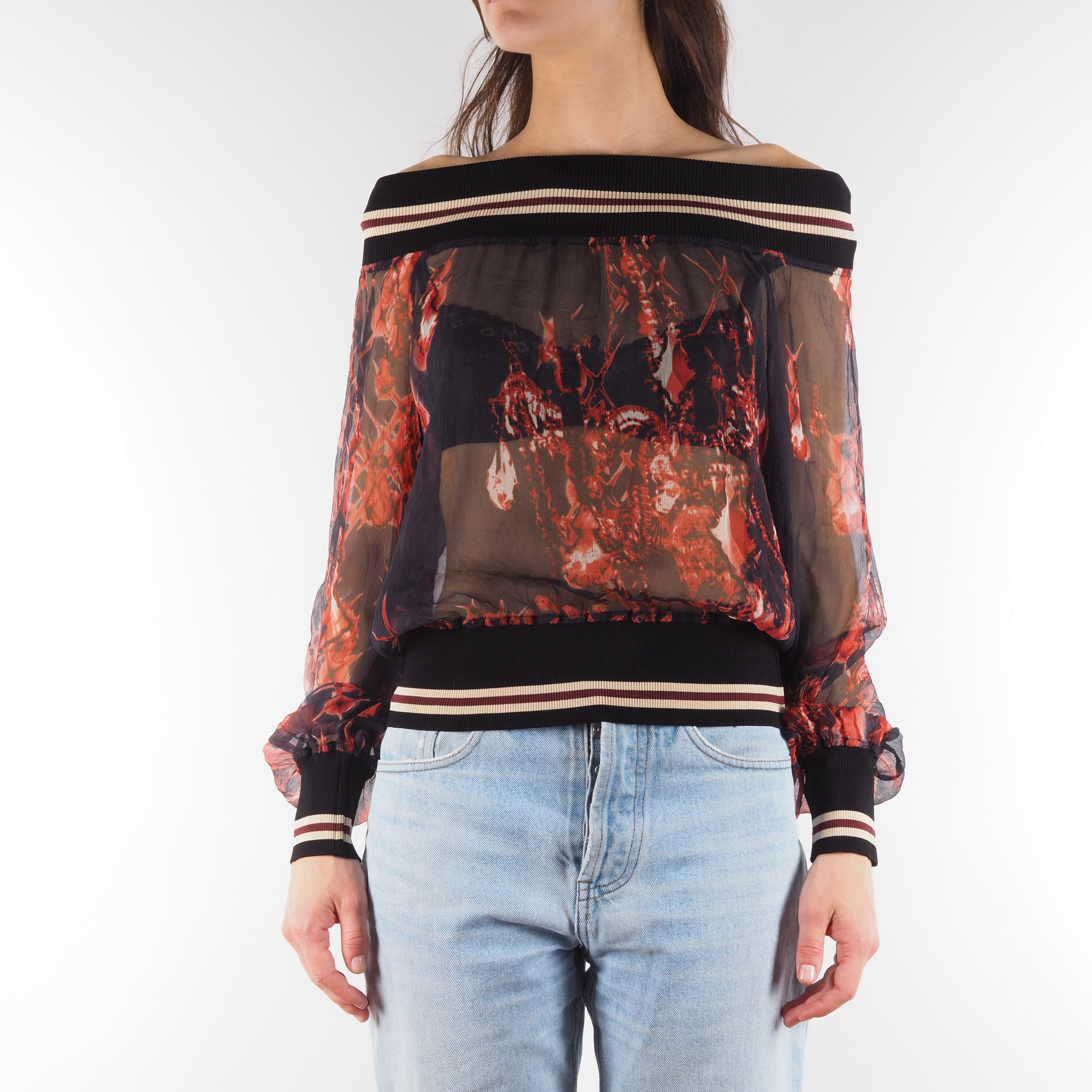 Jean Paul Gaultier Vintage Sheer Silk Off-Shoulder Blouse