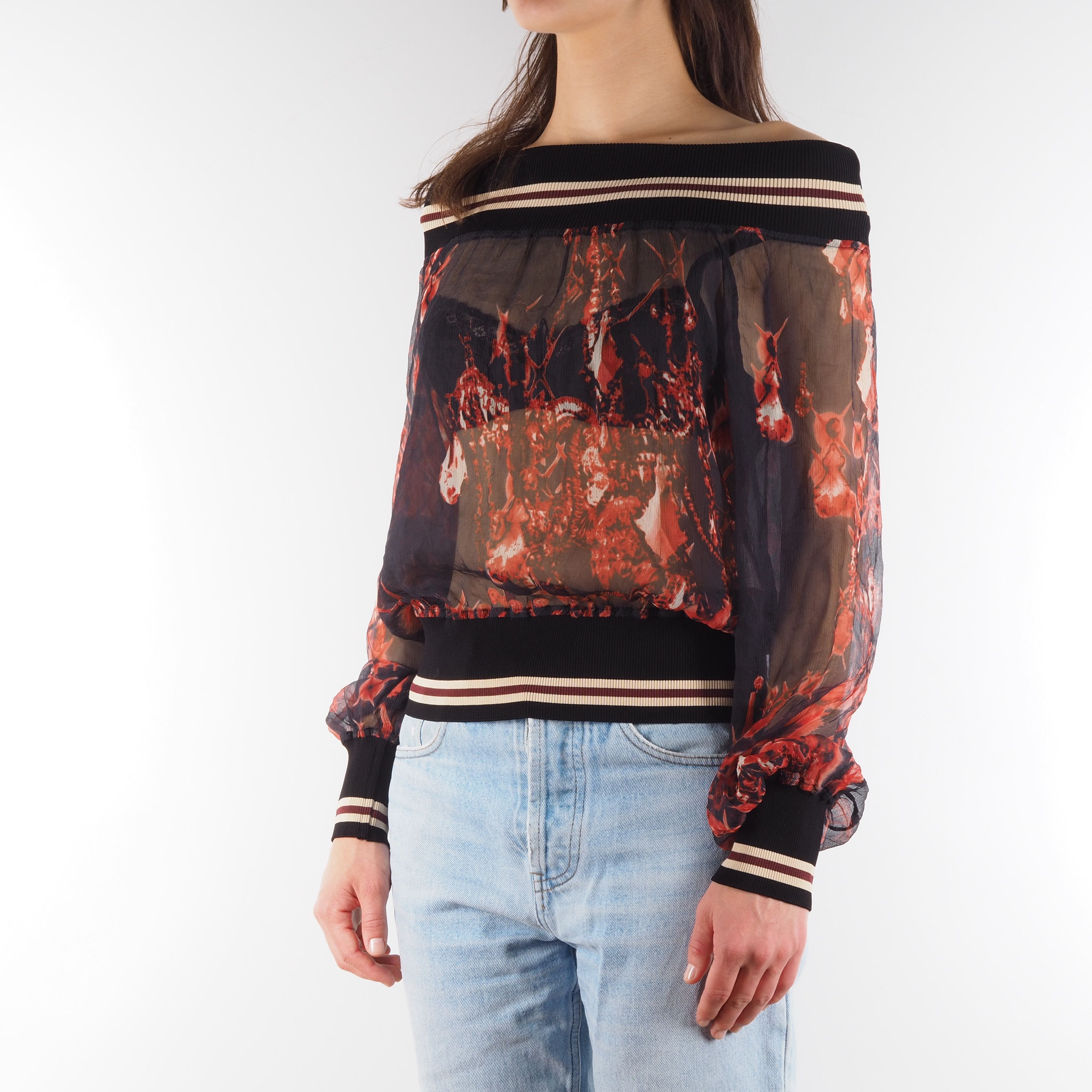 Jean Paul Gaultier Jean Paul Gaultier Vintage Sheer Silk Off-Shoulder Blouse Size M / US 6-8 / IT 42-44 - 4 Thumbnail