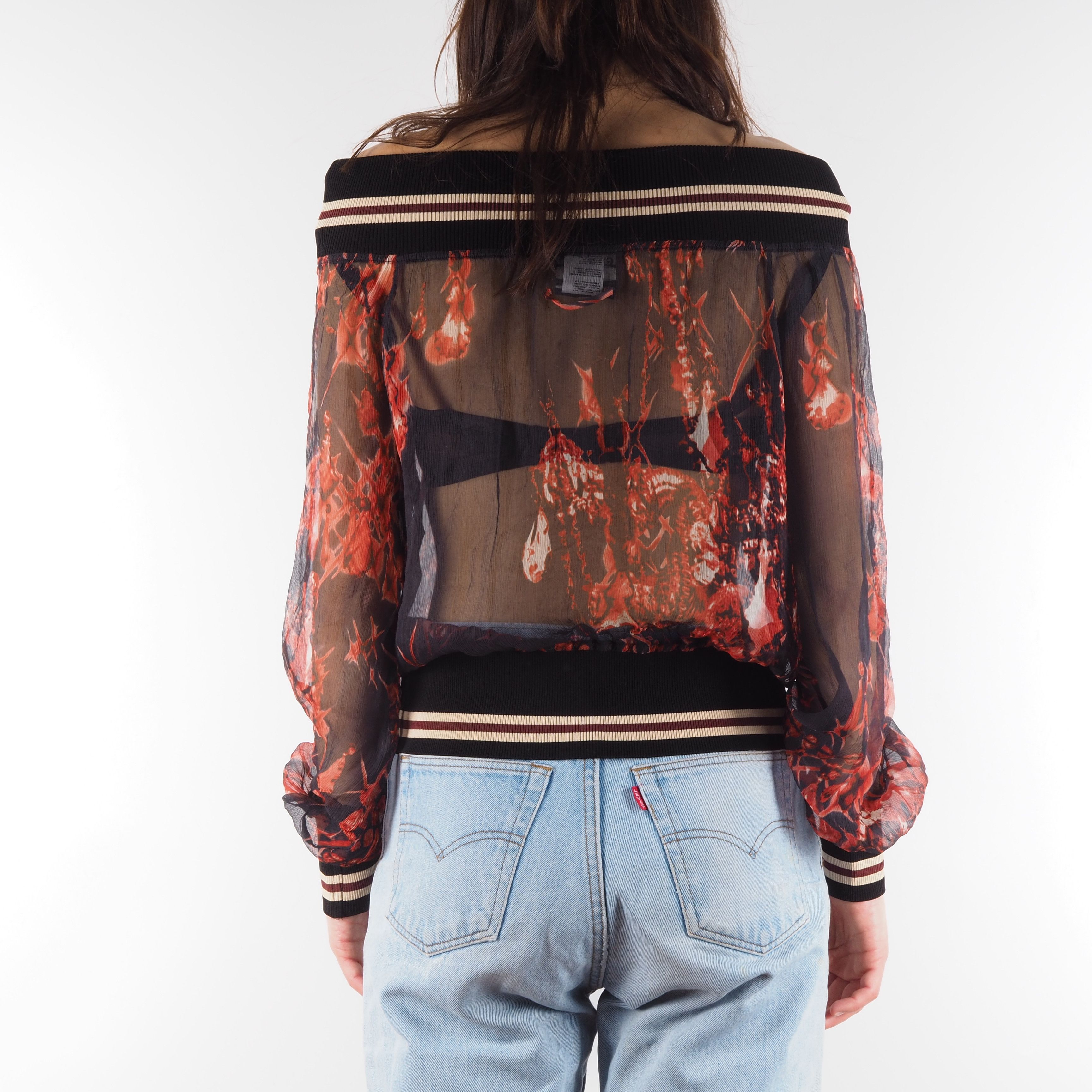 Jean Paul Gaultier Jean Paul Gaultier Vintage Sheer Silk Off-Shoulder Blouse Size M / US 6-8 / IT 42-44 - 3 Thumbnail