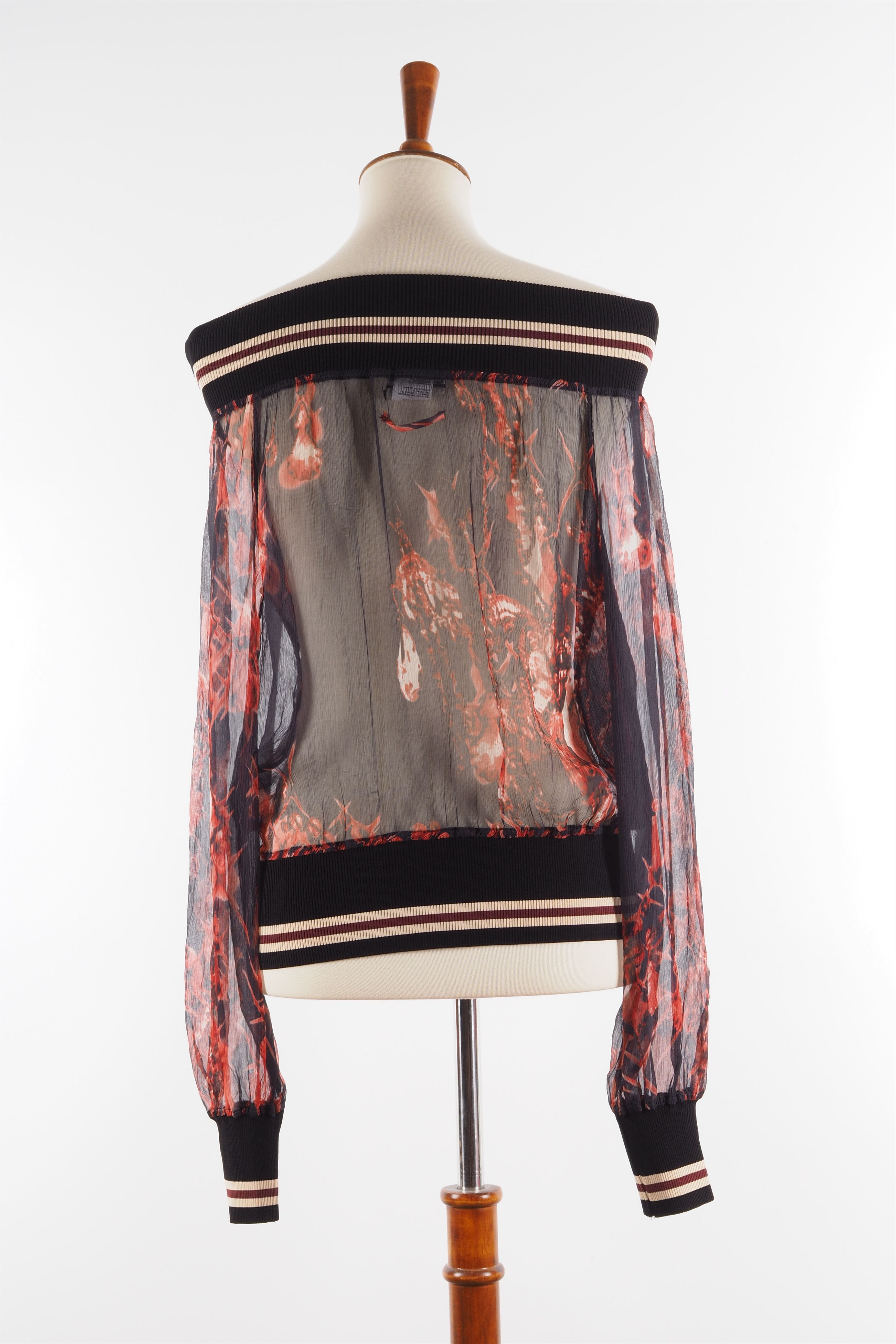 Jean Paul Gaultier Jean Paul Gaultier Vintage Sheer Silk Off-Shoulder Blouse Size M / US 6-8 / IT 42-44 - 6 Thumbnail