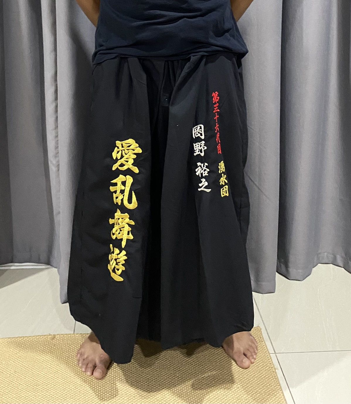 Japanese Brand Vintage Japanese Traditional Hakama embroidery Wide Pants Size US 32 / EU 48 - 12 Thumbnail