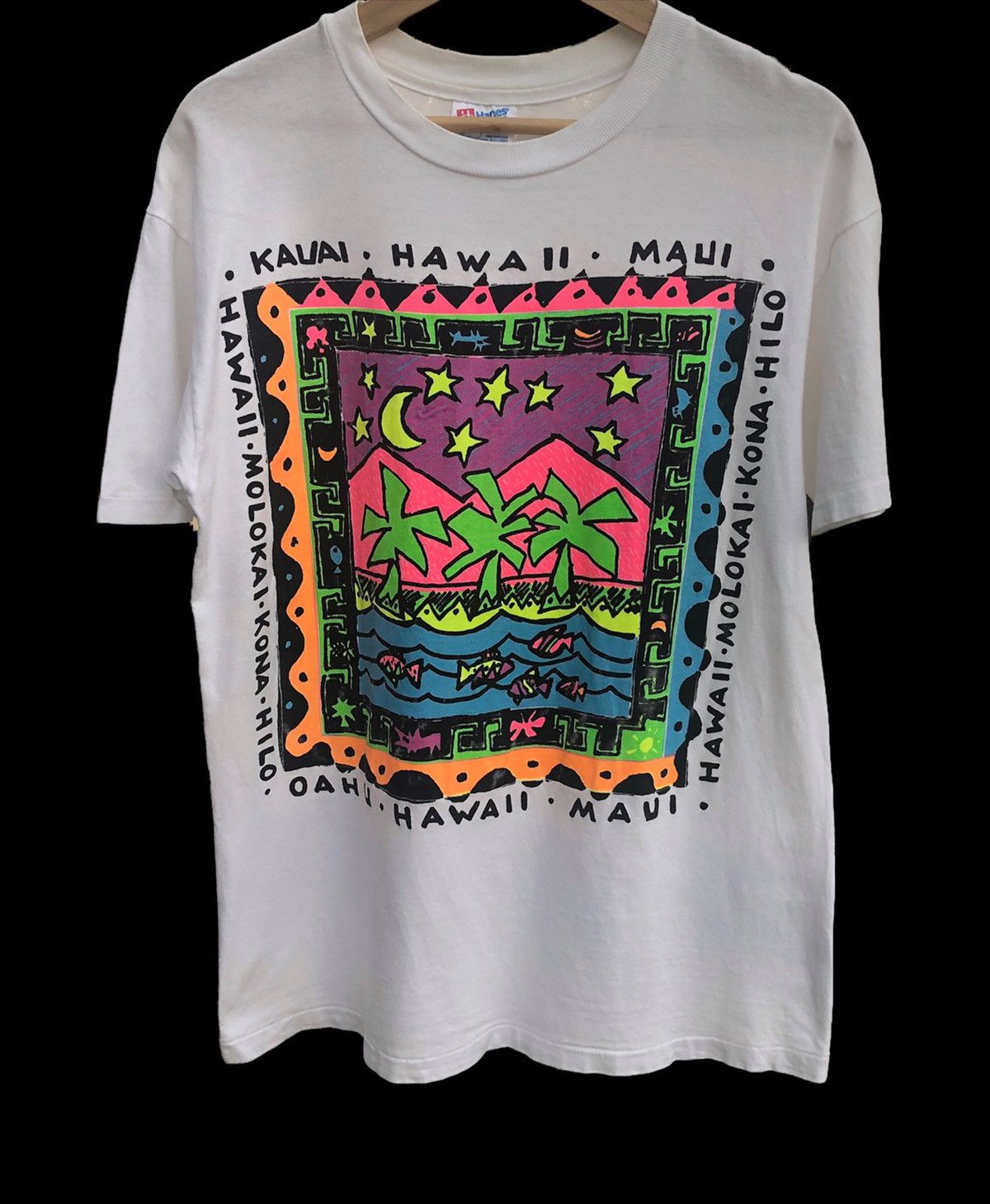 image of Hawaiian Shirt x Vintage 80's Hawaii Tees in White, Men's (Size Small)