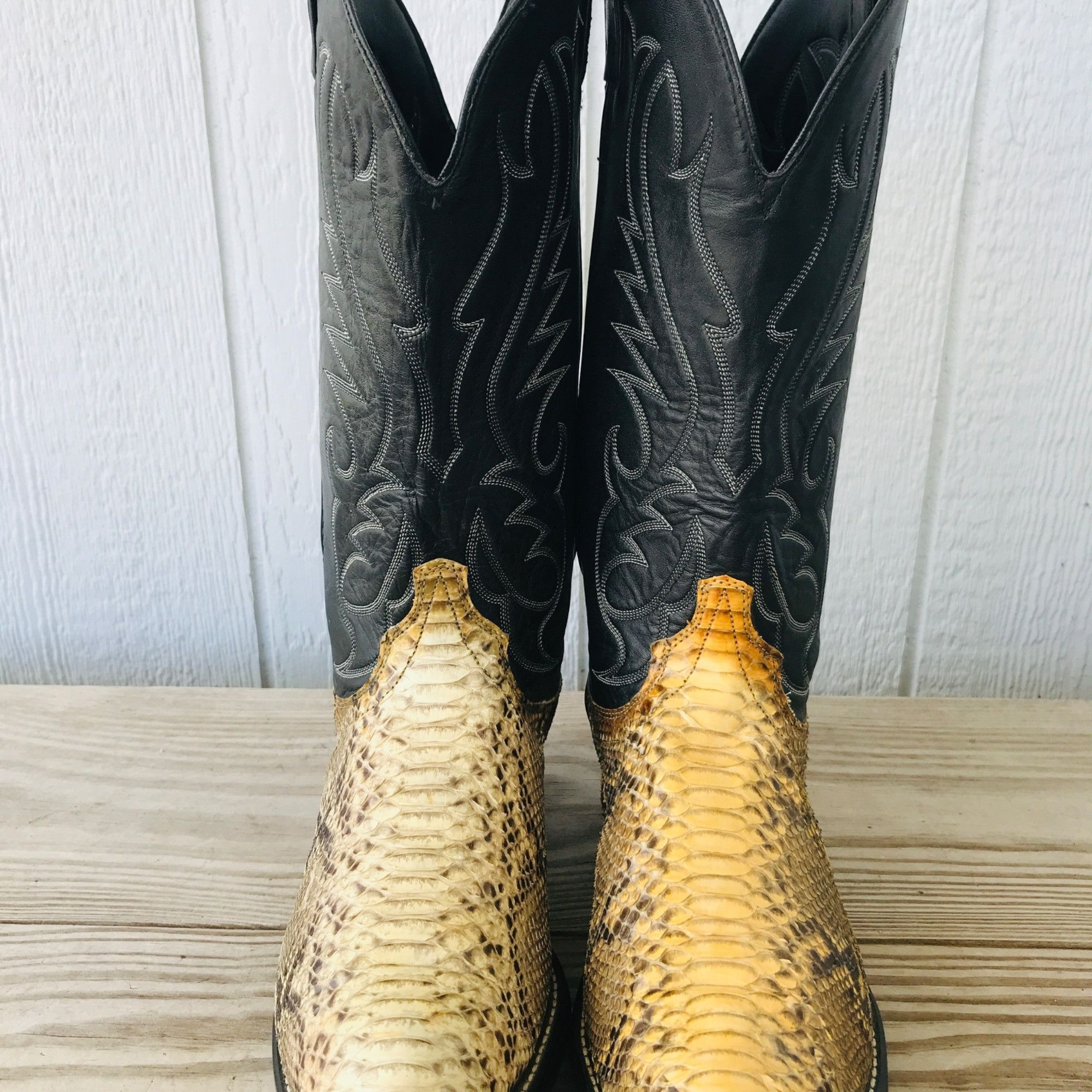 Other Laredo 10 D Snake Skin Python Cowboy Western Boots Black | Grailed