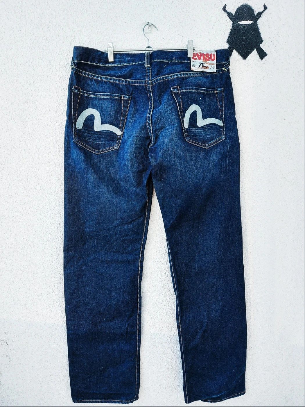 VINTAGE EVISU RAW SELVEDGE DENIM JEANS PANTS 34