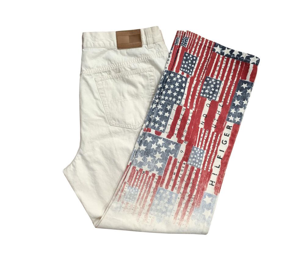 Women's Vintage Tommy Hilfiger Est 1985 USA Flag Pants Sz 16