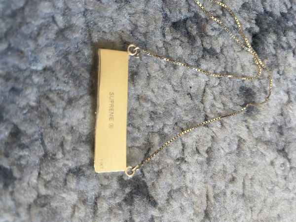 Supreme Supreme Name Plate Pendant 14k Gold | Grailed