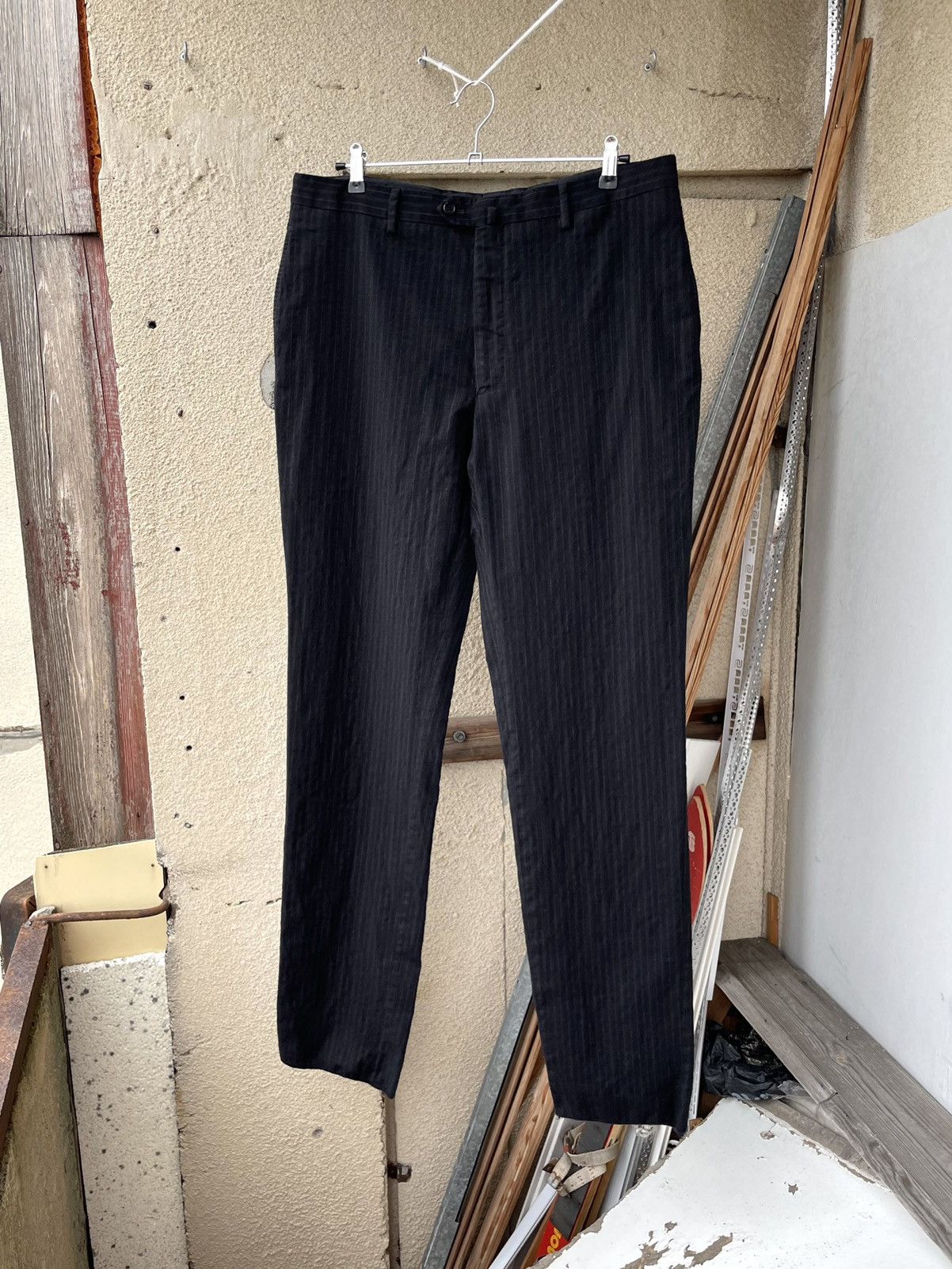 image of Avant Garde x Margaret Howell Mhl Striped Wool Formal Pants Trousers in Black, Men's (Size 36)