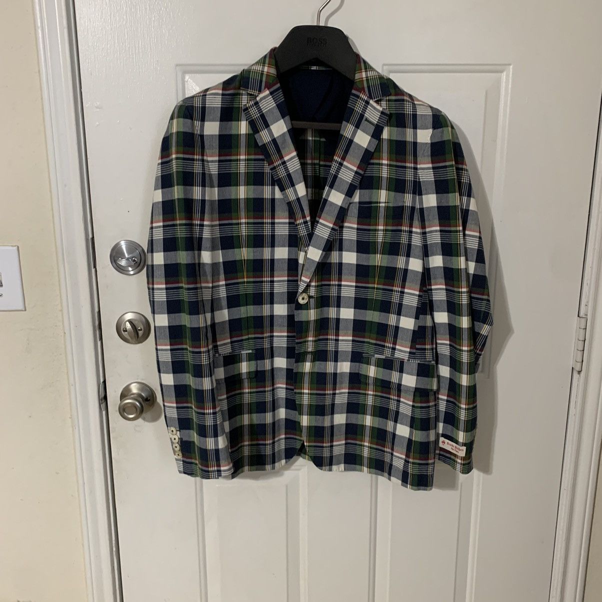 Brooks Brothers Red Fleece Plaid 2 Btn Dbl vent Blazer(Sample Item) Size 40R - 2 Thumbnail